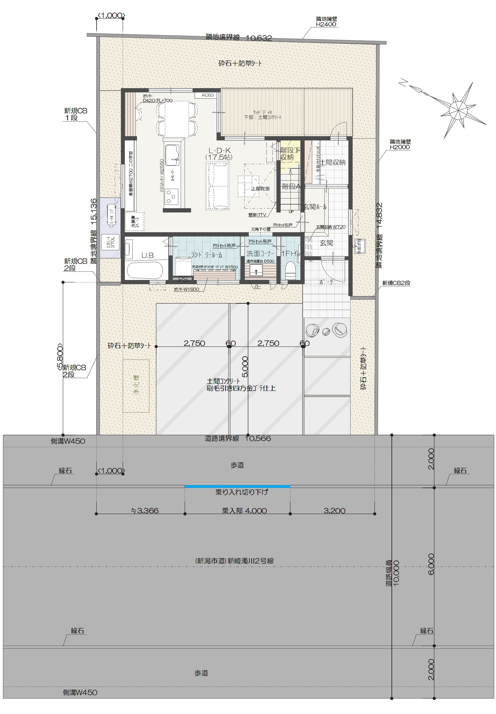 新潟市北区新崎A 建売住宅 2980万円 見取り図:建物配置図