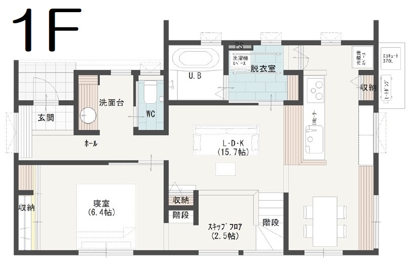 板野郡藍住町D 建売住宅 3,277万円 見取り図:1階