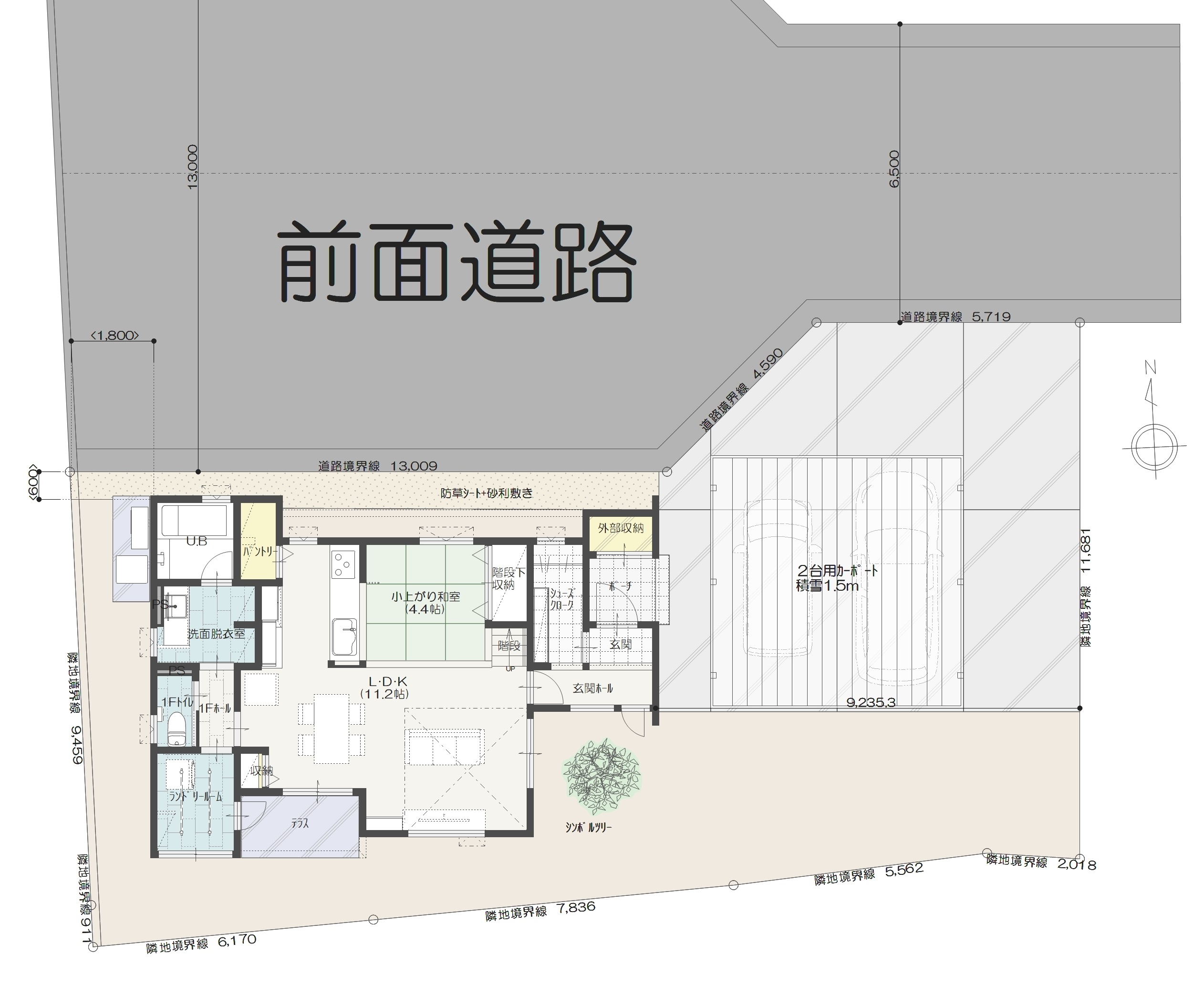 上越市東本町A 建売住宅 2992万円 見取り図:建物配置図