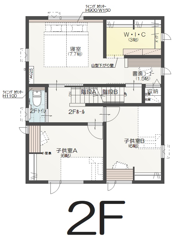 新潟市西区小針Ｂ　建売住宅　3760万円 見取り図：２階間取図