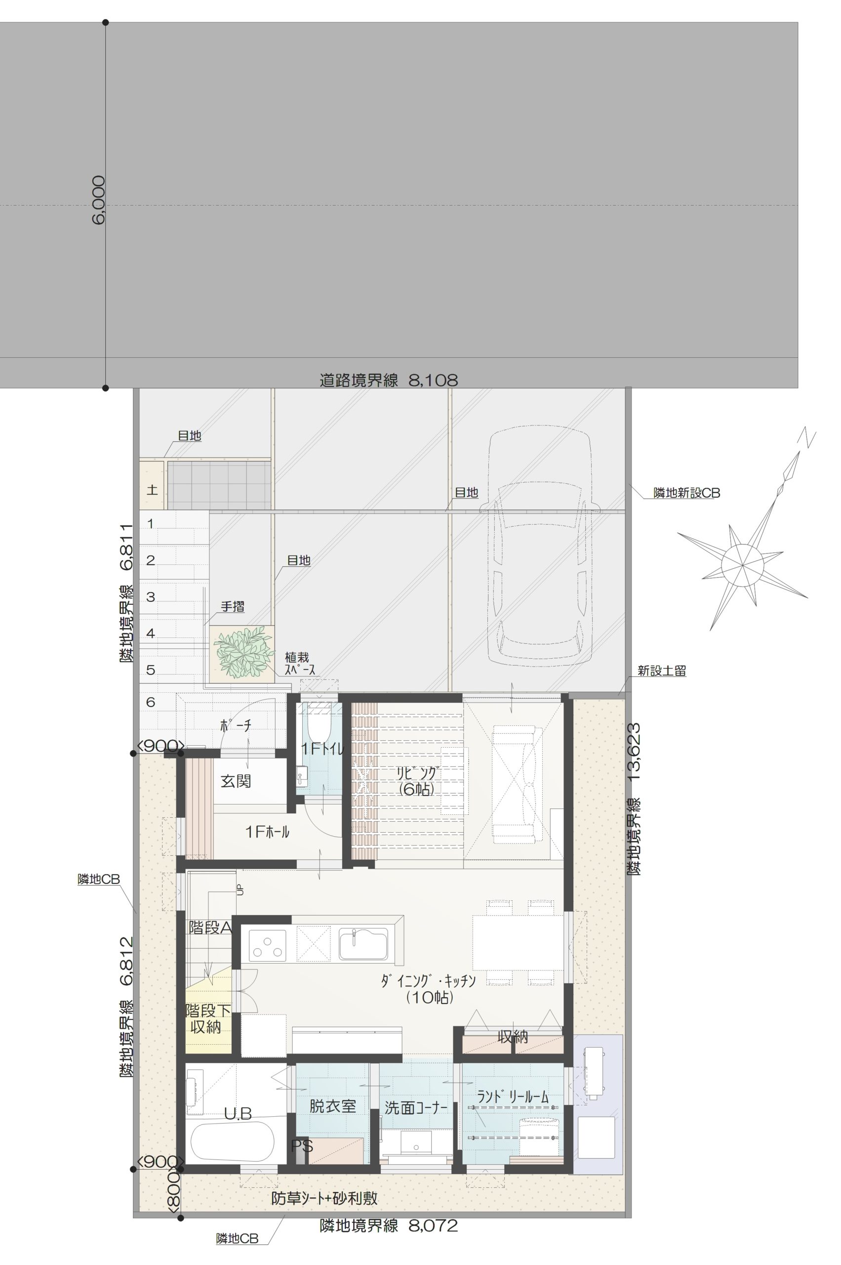 新潟市中央区山二ツＡ　建売住宅　3280万円 見取り図：建物配置図