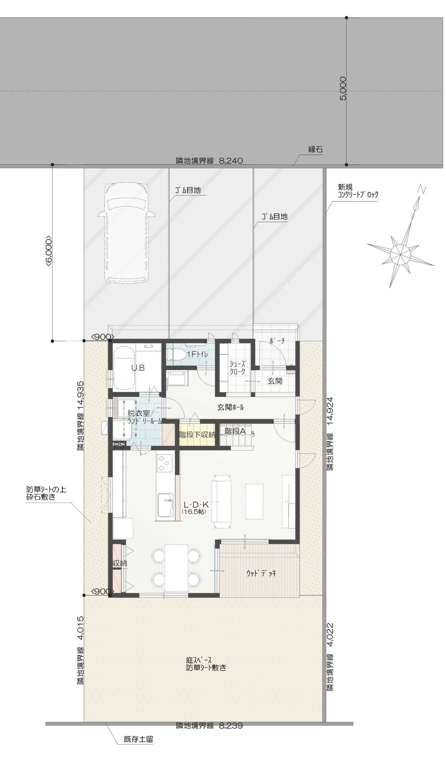新潟市西区小針Ｂ　建売住宅　3760万円 見取り図：建物配置図