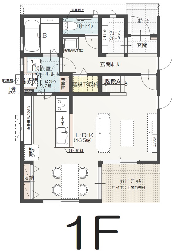新潟市西区小針Ｂ　建売住宅　3760万円 見取り図：１階間取図