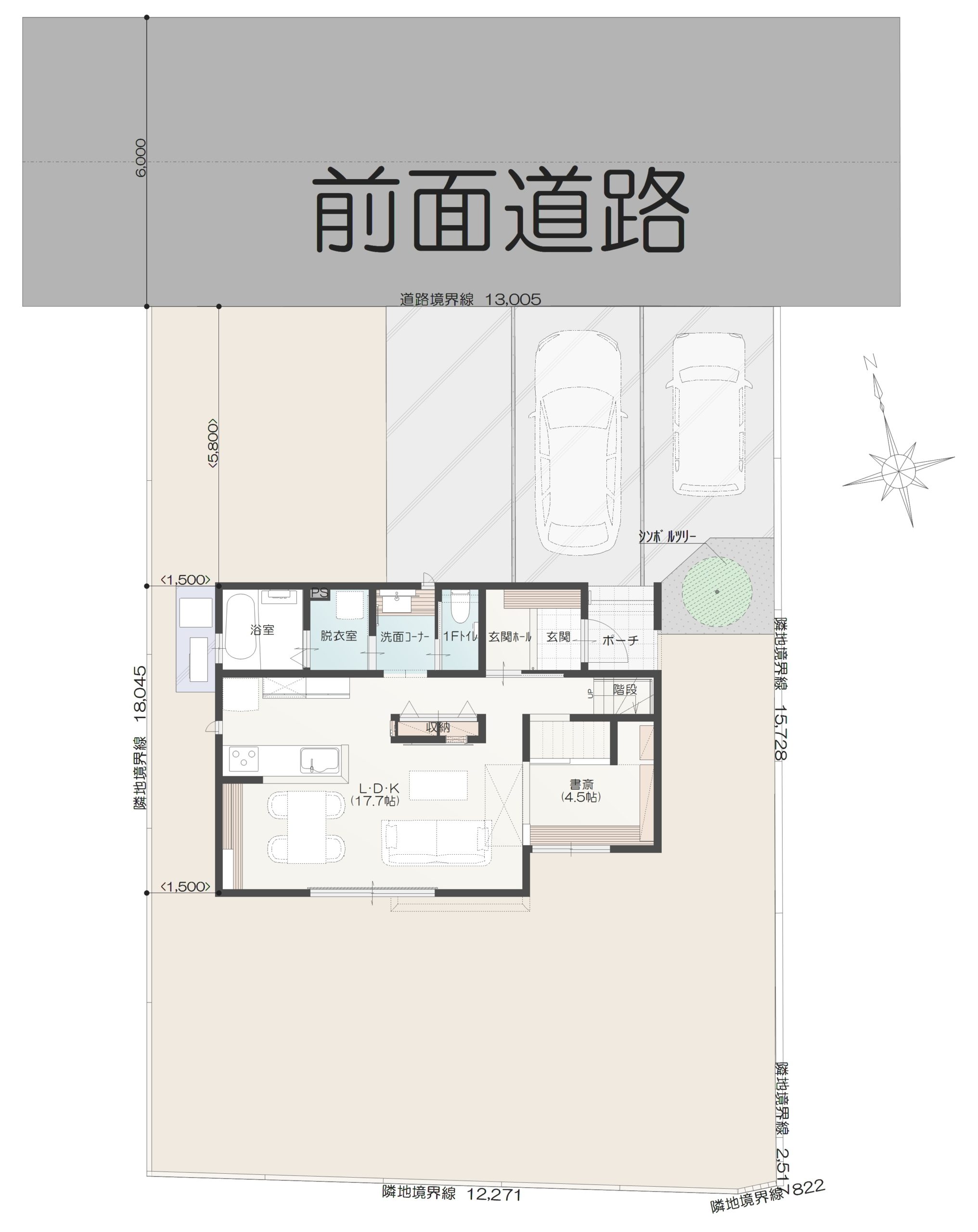 甲府市和戸町Ａ　建売住宅　3,388万円 見取り図：建物配置図