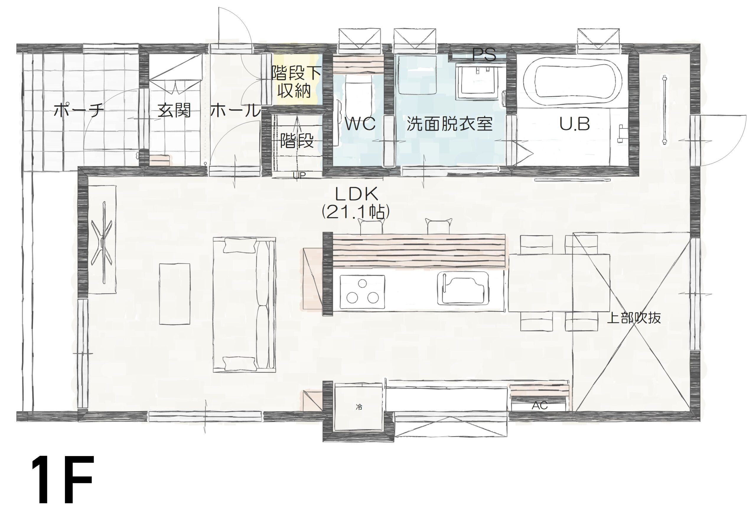 千曲市杭瀬下Ｂ　建売住宅　3380万円 見取り図：１階