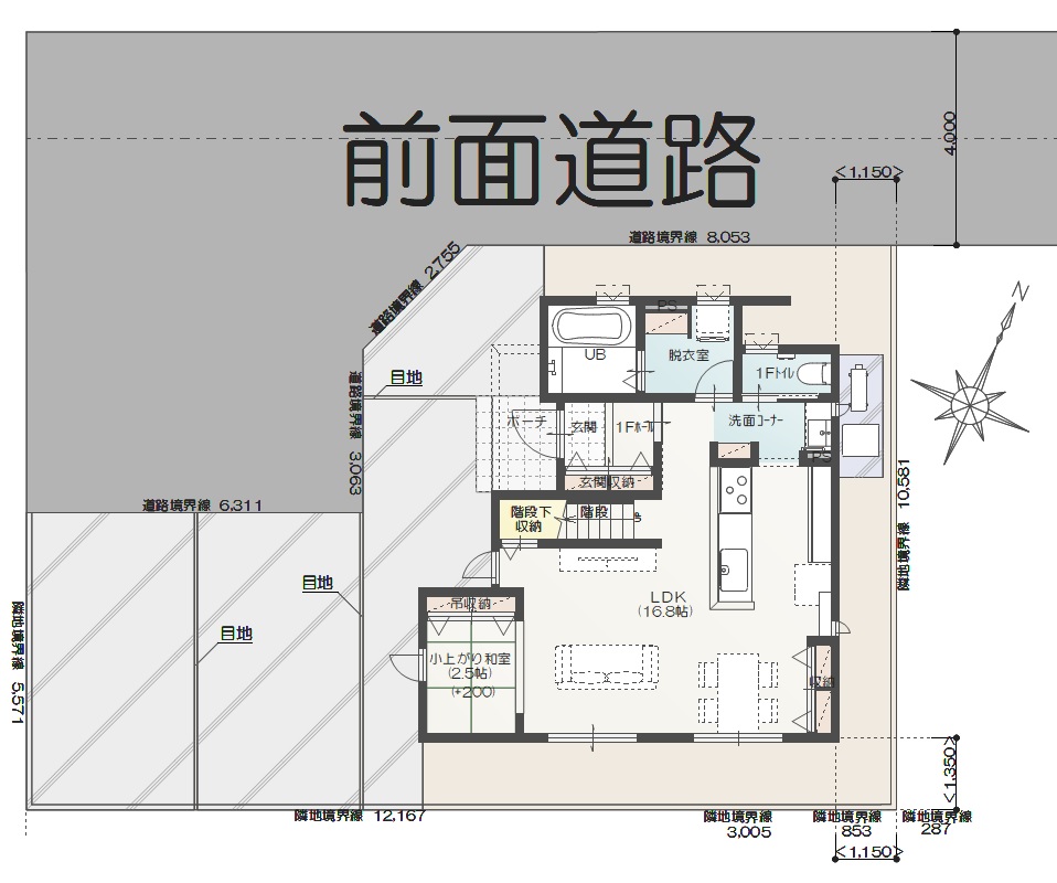 伊予郡松前町西古泉A 建売住宅 3,620万円 見取り図:建物配置図