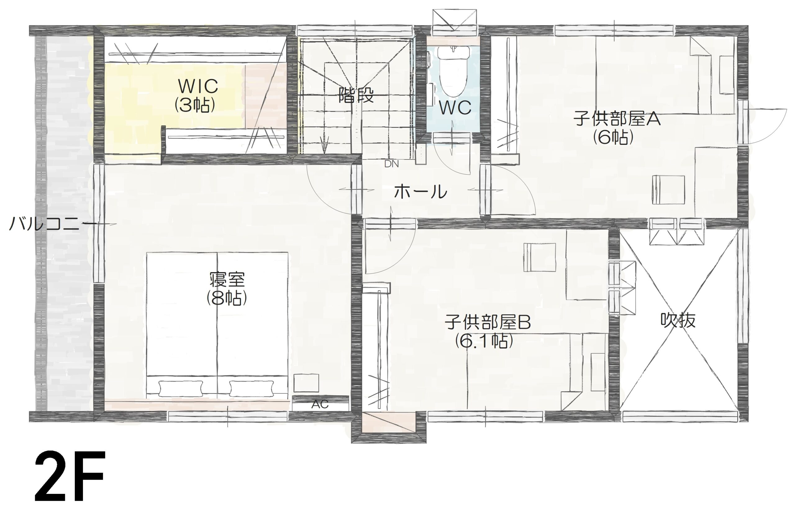 千曲市杭瀬下Ｂ　建売住宅　3380万円 見取り図：２階