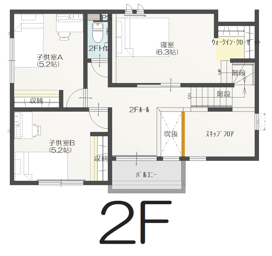 甲府市和戸町A 建売住宅 3,388万円 見取り図:2階