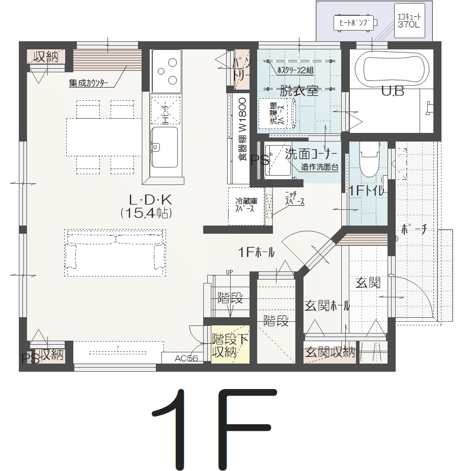 野々市市本町Ｂ　建売住宅　	3,190万円 見取り図：１階