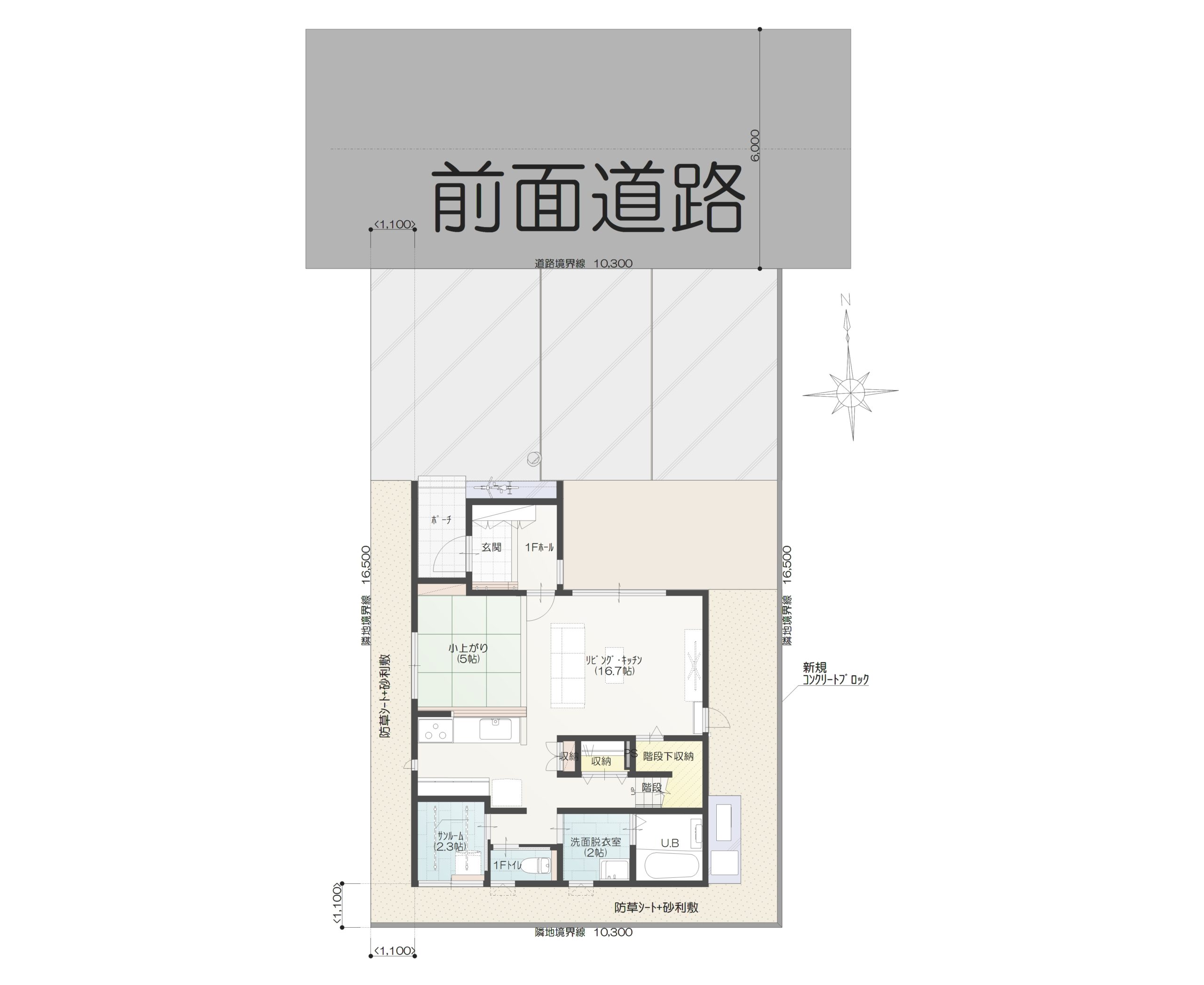 【ご予約中】鯖江市舟津町Ａ　建売住宅　	2,550万円 見取り図：建物配置図