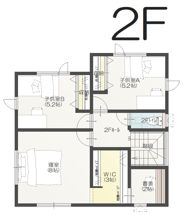 【ご予約中】鯖江市舟津町Ａ　建売住宅　	2,550万円 見取り図：２階