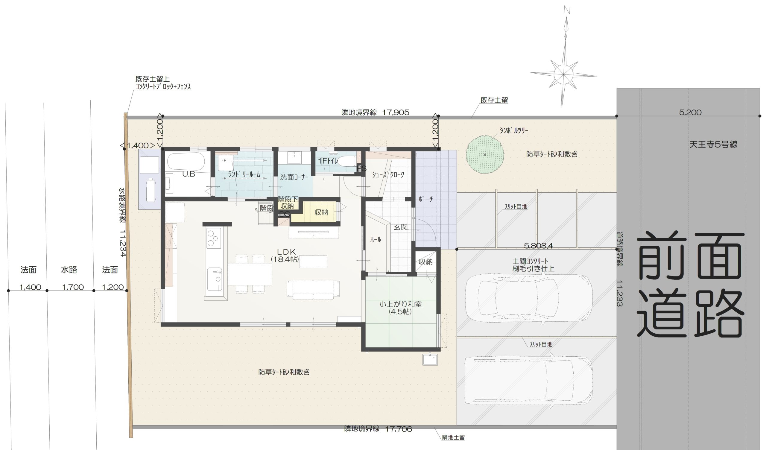 富山市天正寺A 建売住宅 3,283万円 見取り図:建物配置図