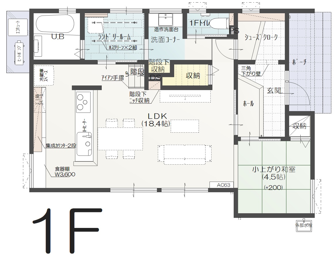 富山市天正寺Ａ　建売住宅　3,283万円 見取り図：１階