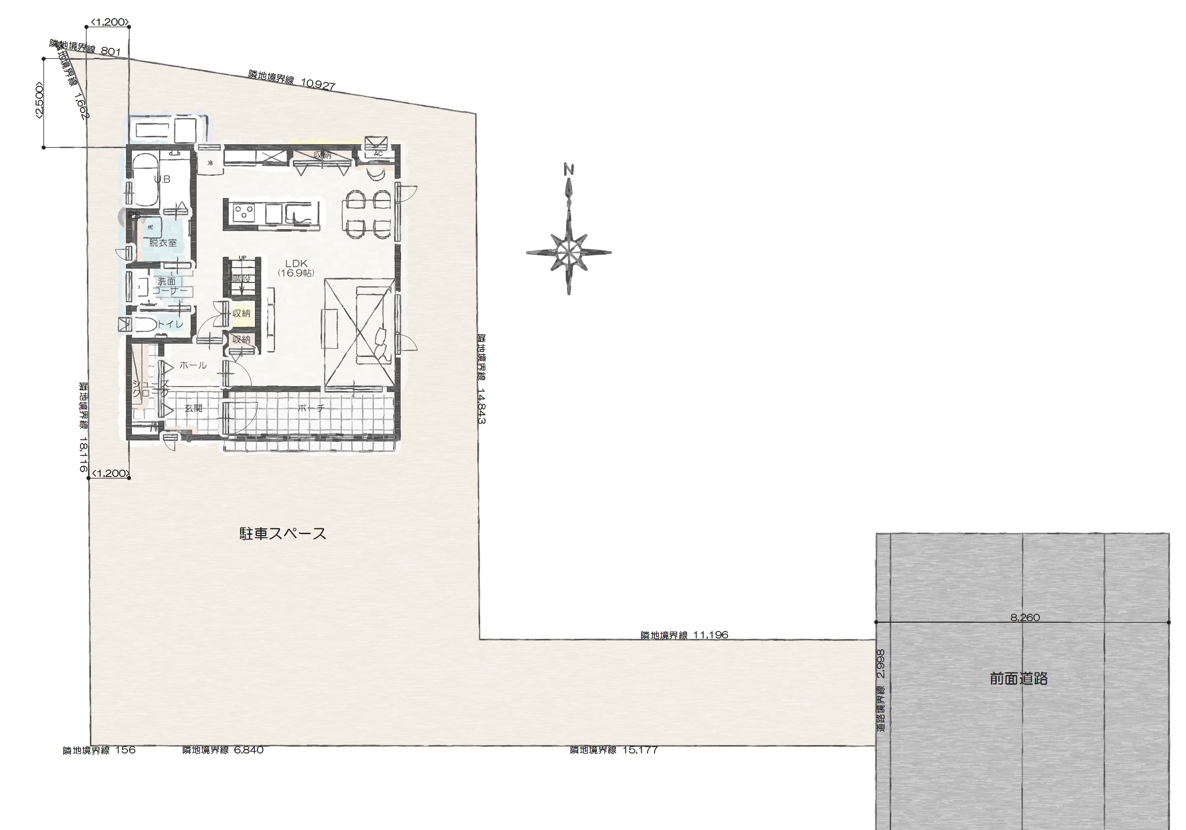須坂市須坂Ｂ　建売住宅　3,180万円 見取り図：建物配置図