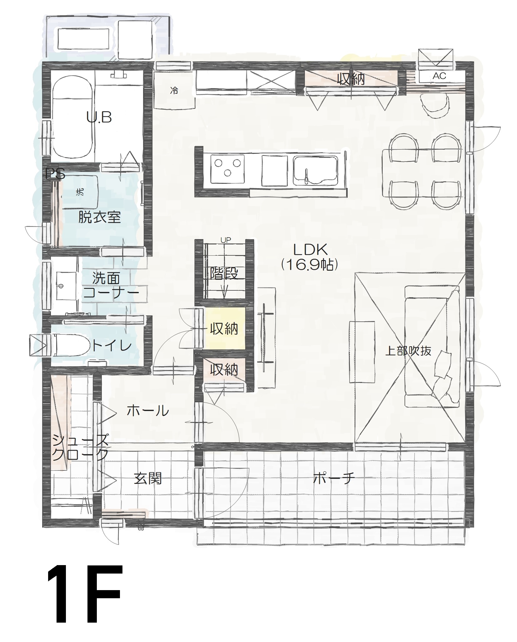 須坂市須坂Ｂ　建売住宅　3,180万円 見取り図：１階