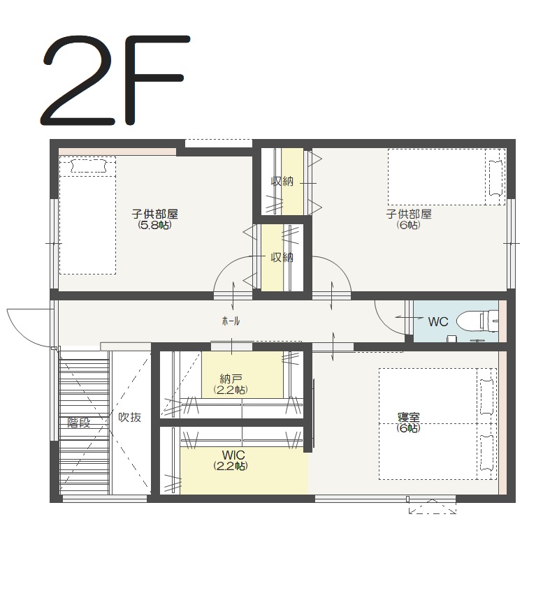 【ご予約中】新潟市西区坂井つばさA　建売住宅　3,998万円 見取り図：２階