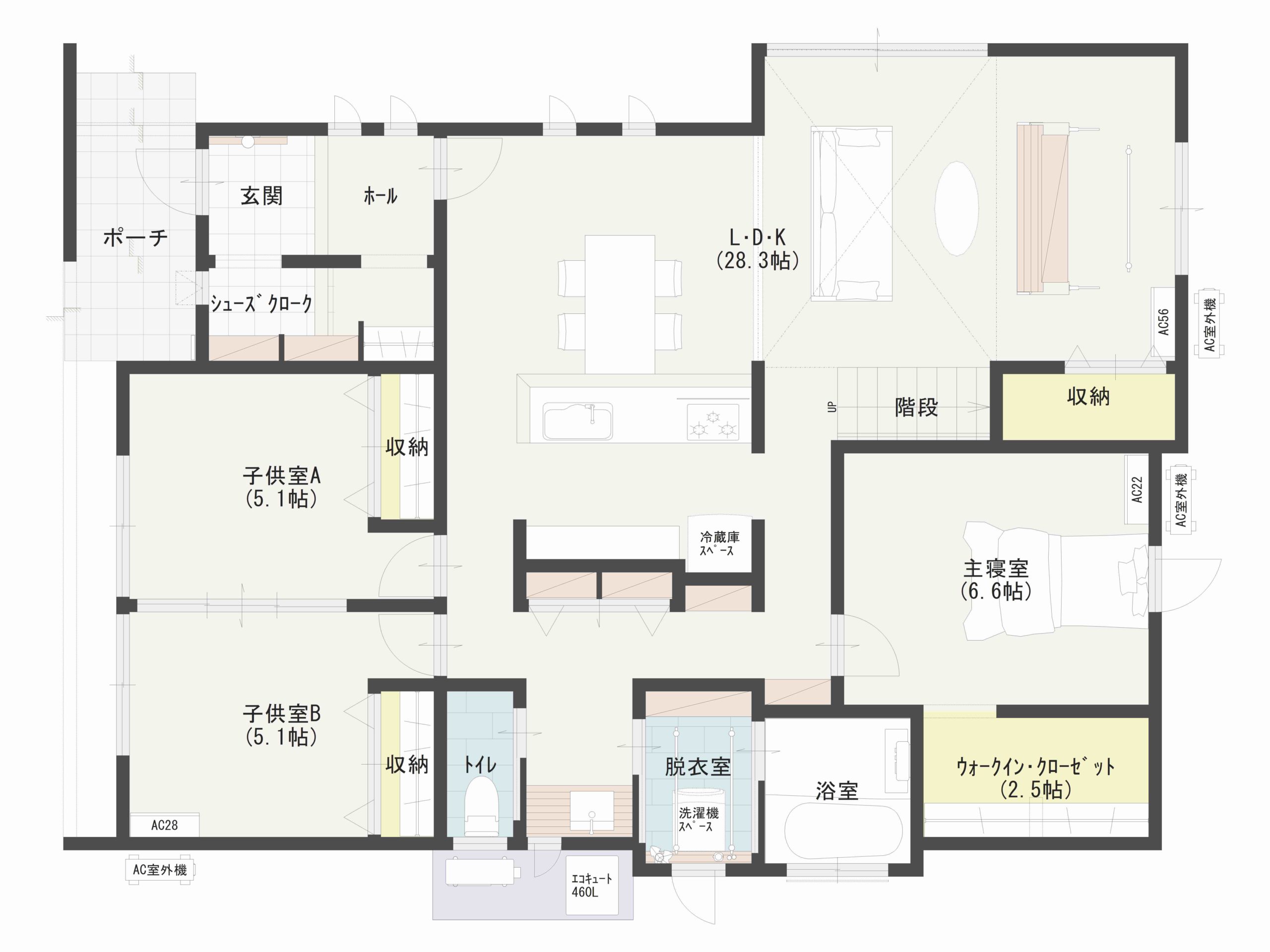 注文住宅の平屋の間取り図