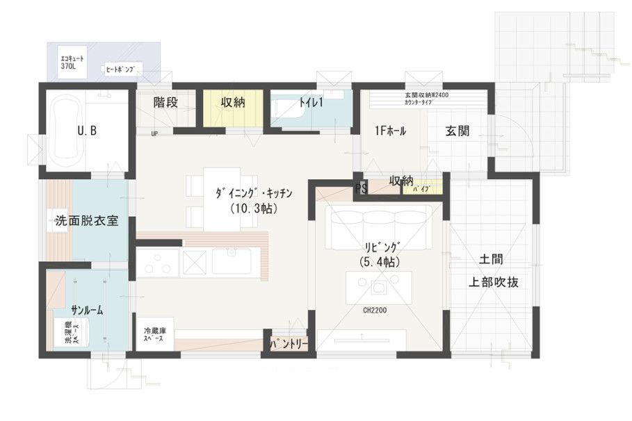 土間のある家の間取り図