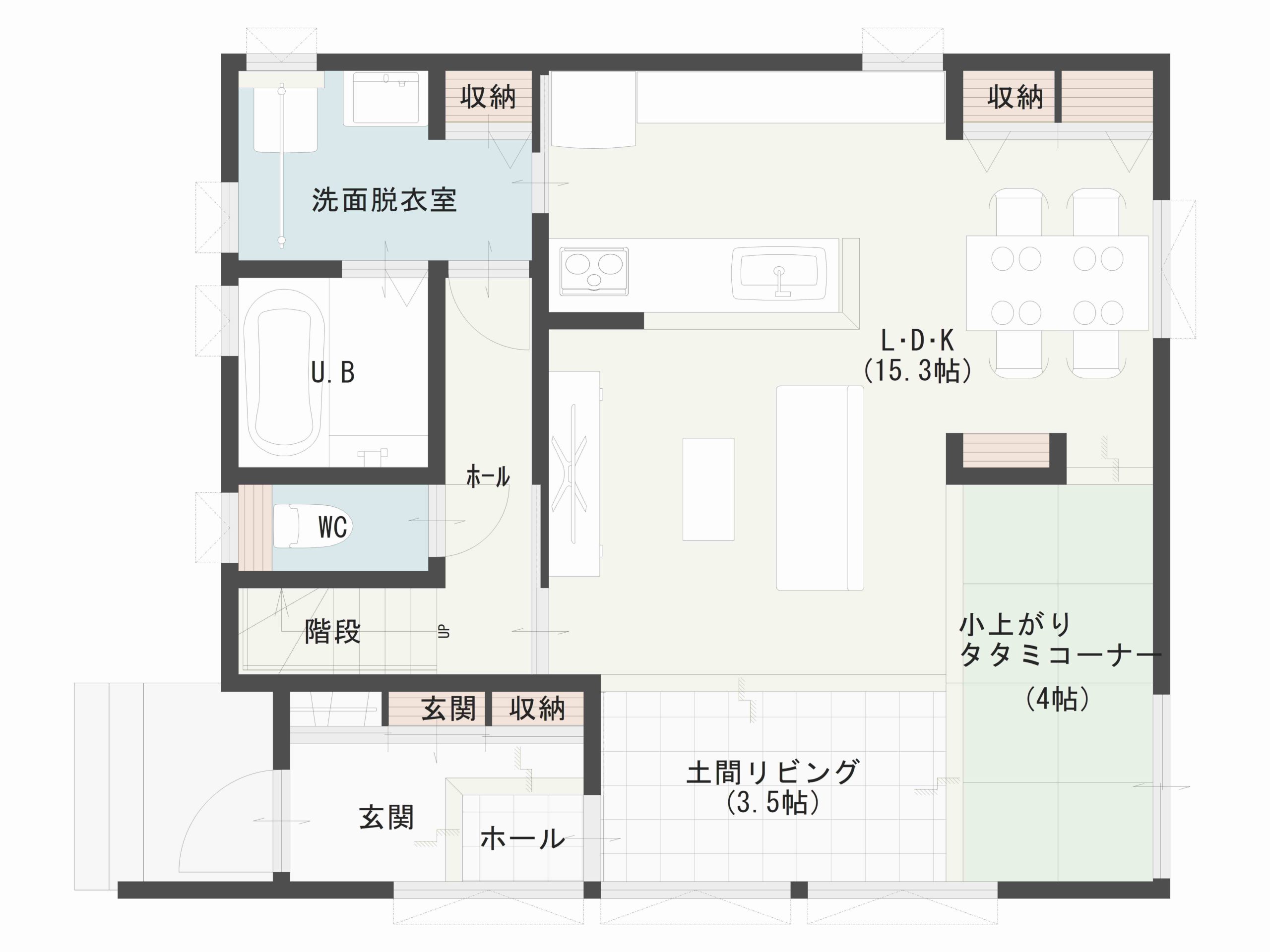 土間のある家の間取り図