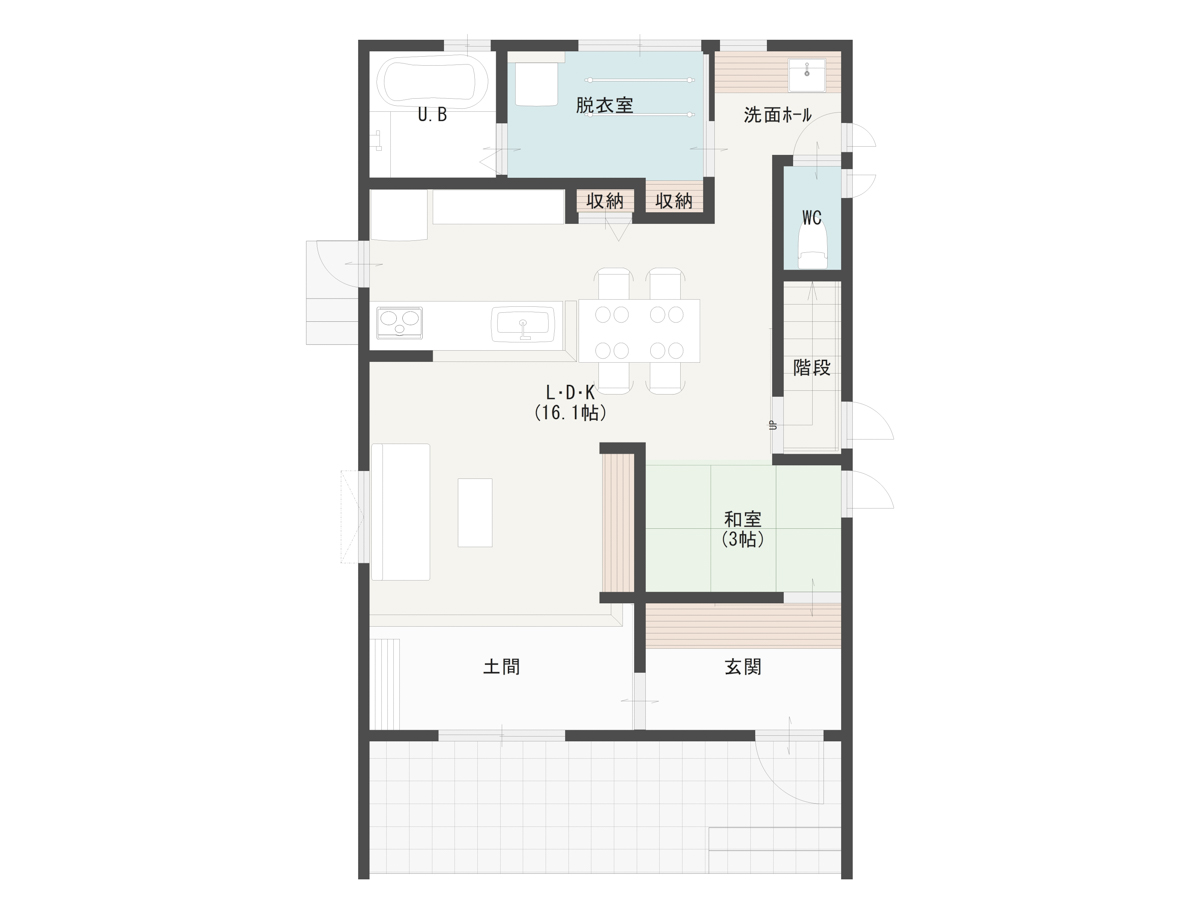 土間リビングのある間取り図