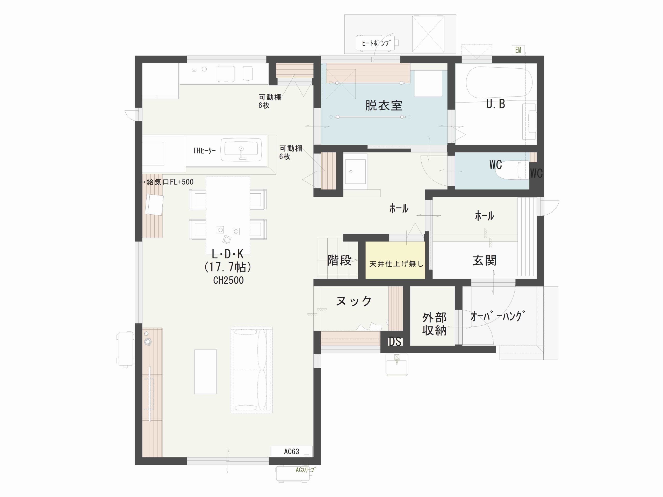 ヌックのある家の間取り図