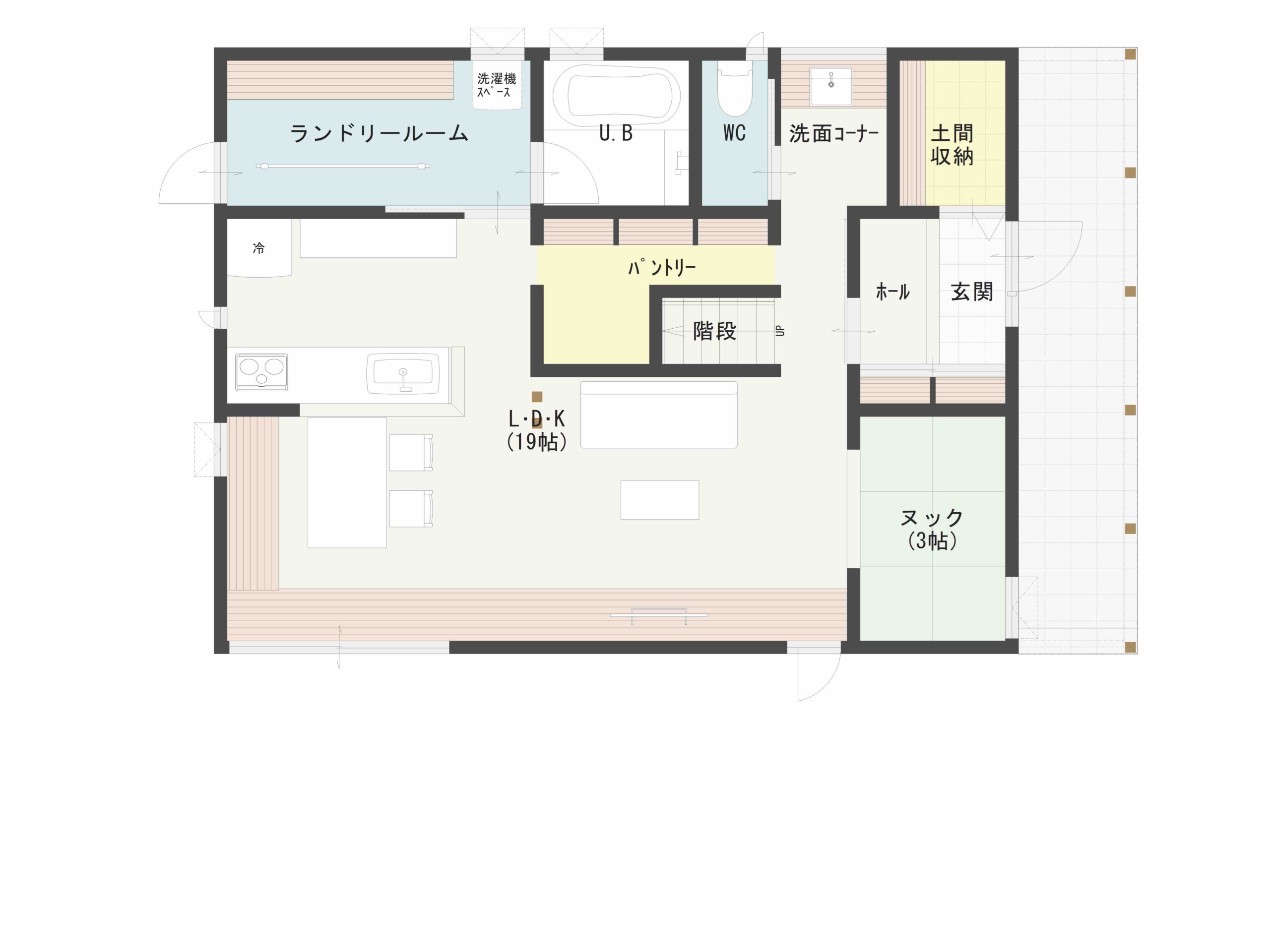 ヌックのある家の間取り図