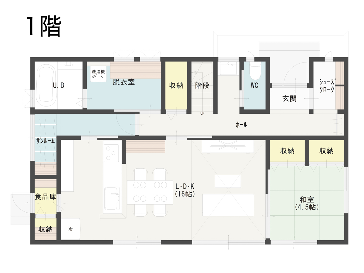 ZEH住宅の1階の間取り図