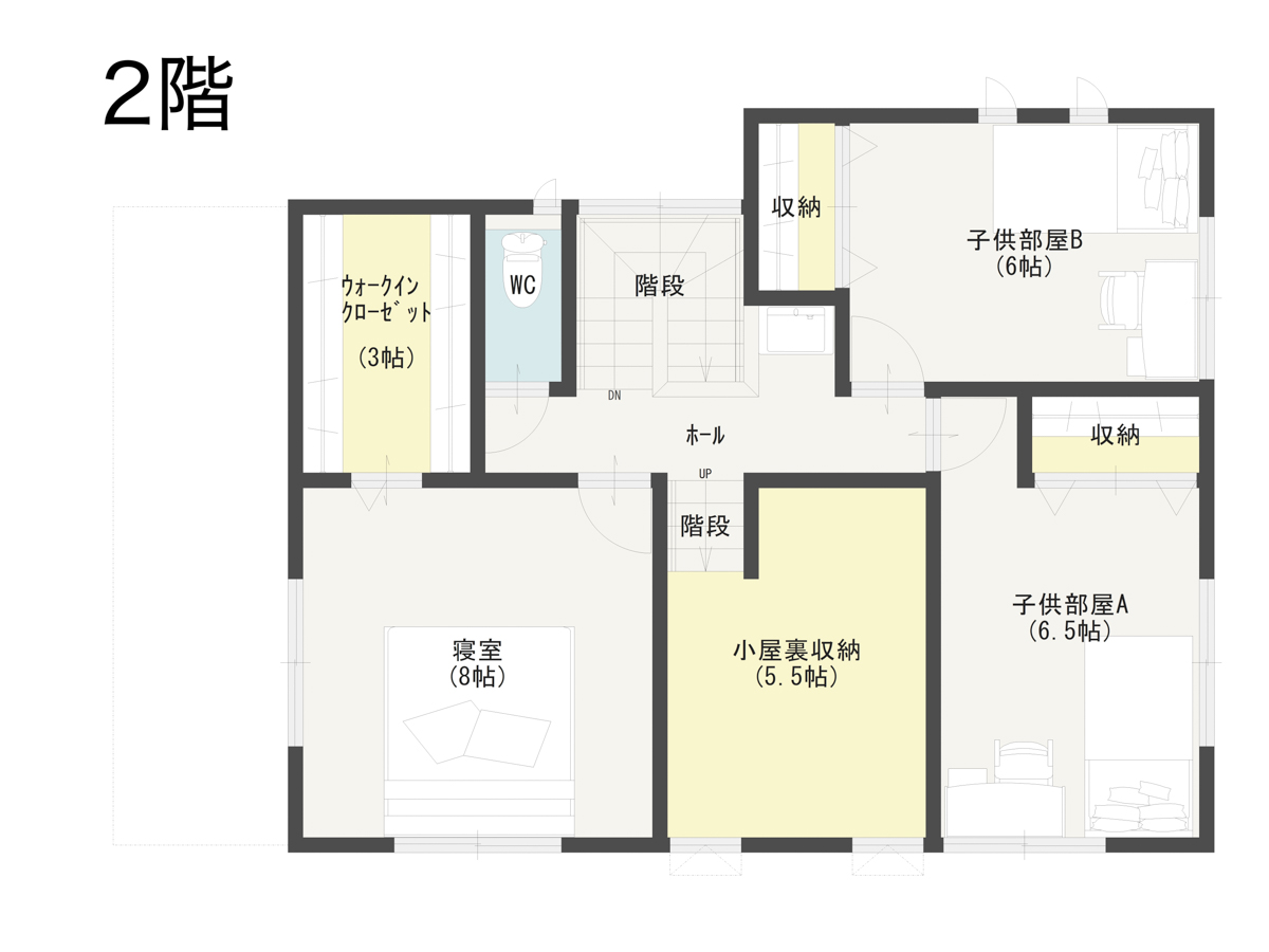 ZEH住宅の2階の間取り図