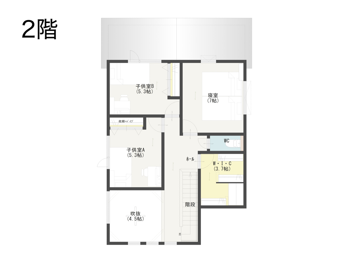 ZEH Orientedの家の間取り図2階