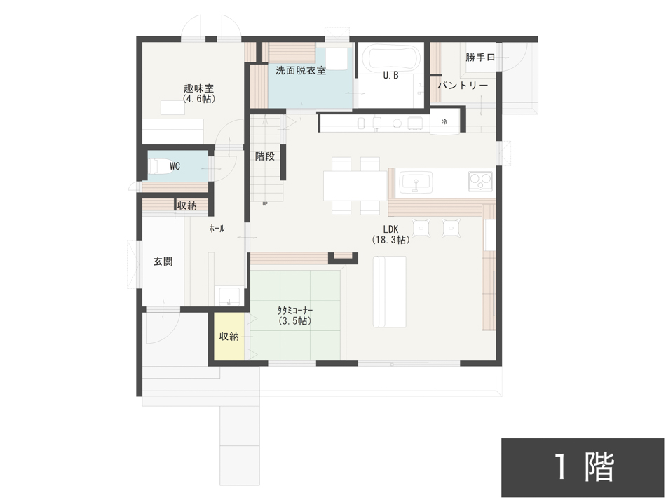 カフェ風リビングの間取り図