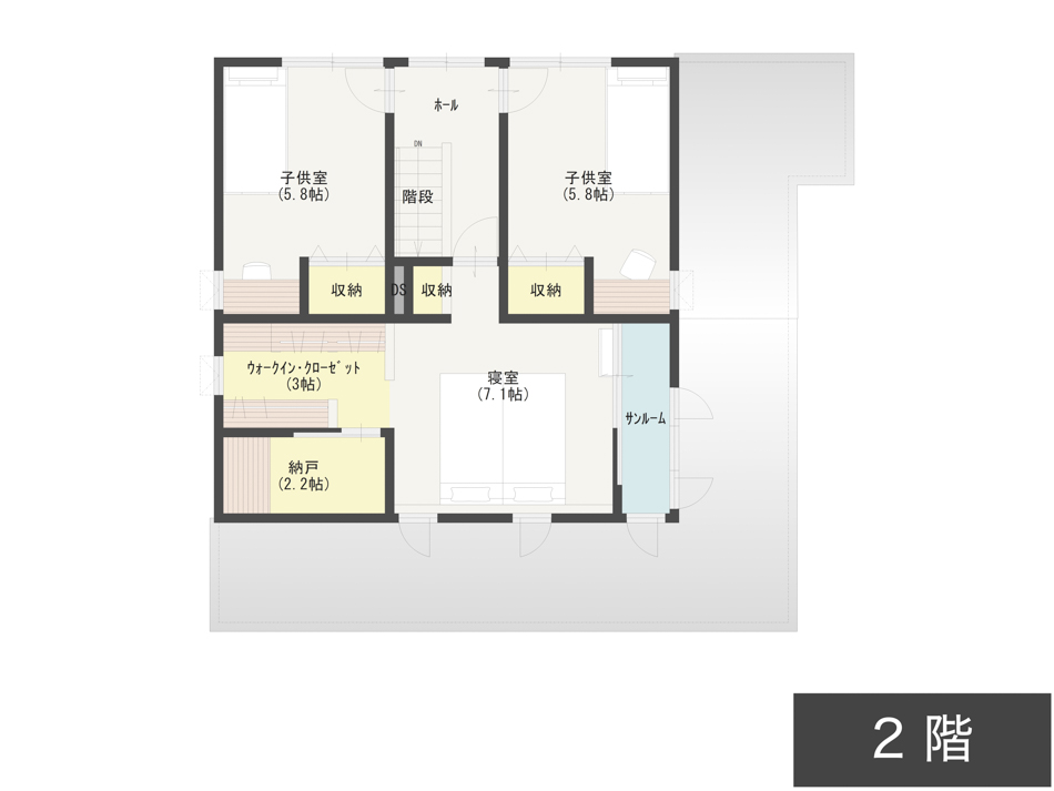 カフェ風リビングの間取り図