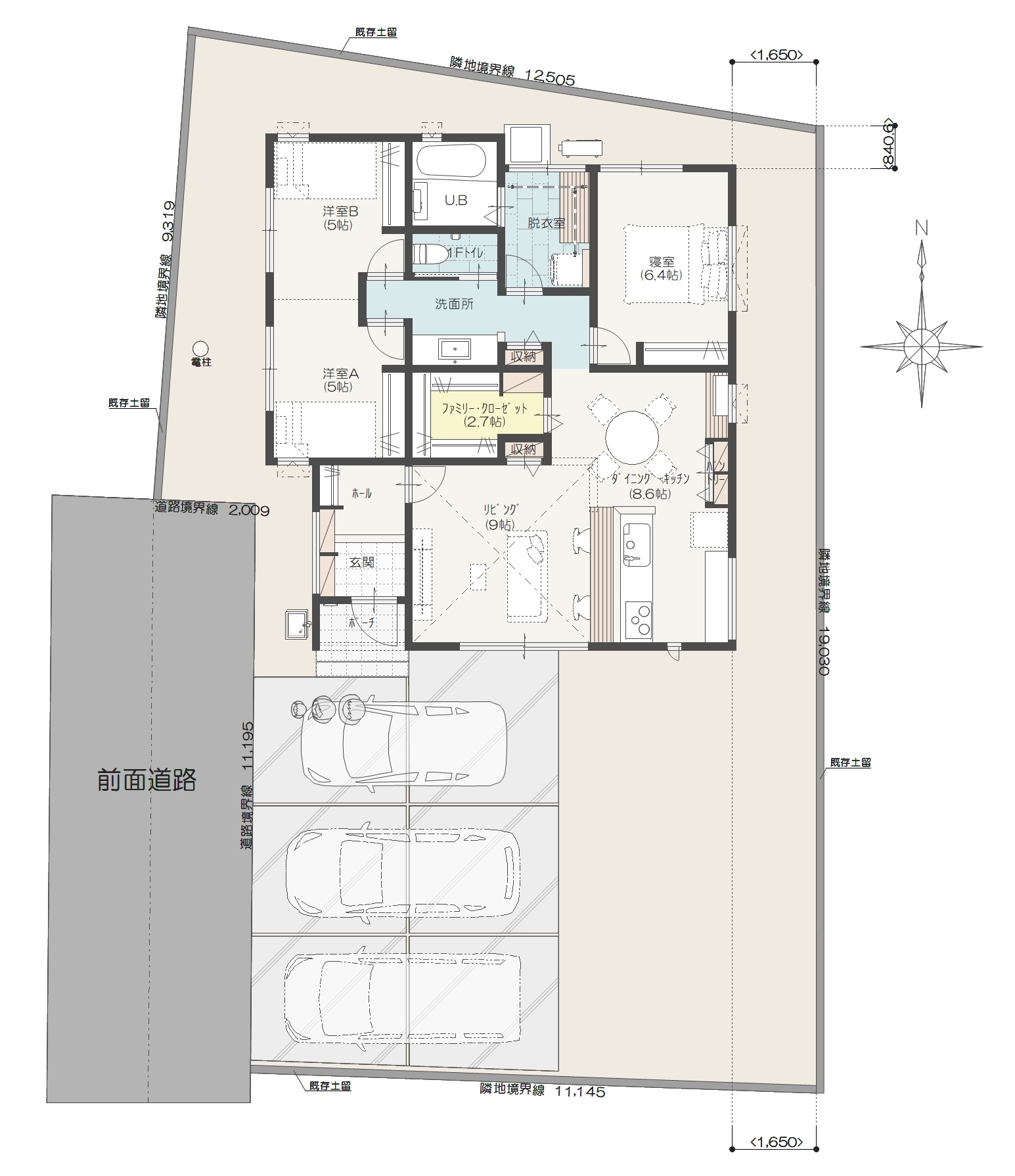 上田市中之条Ａ　建売住宅　3,300万円 見取り図：建物配置図