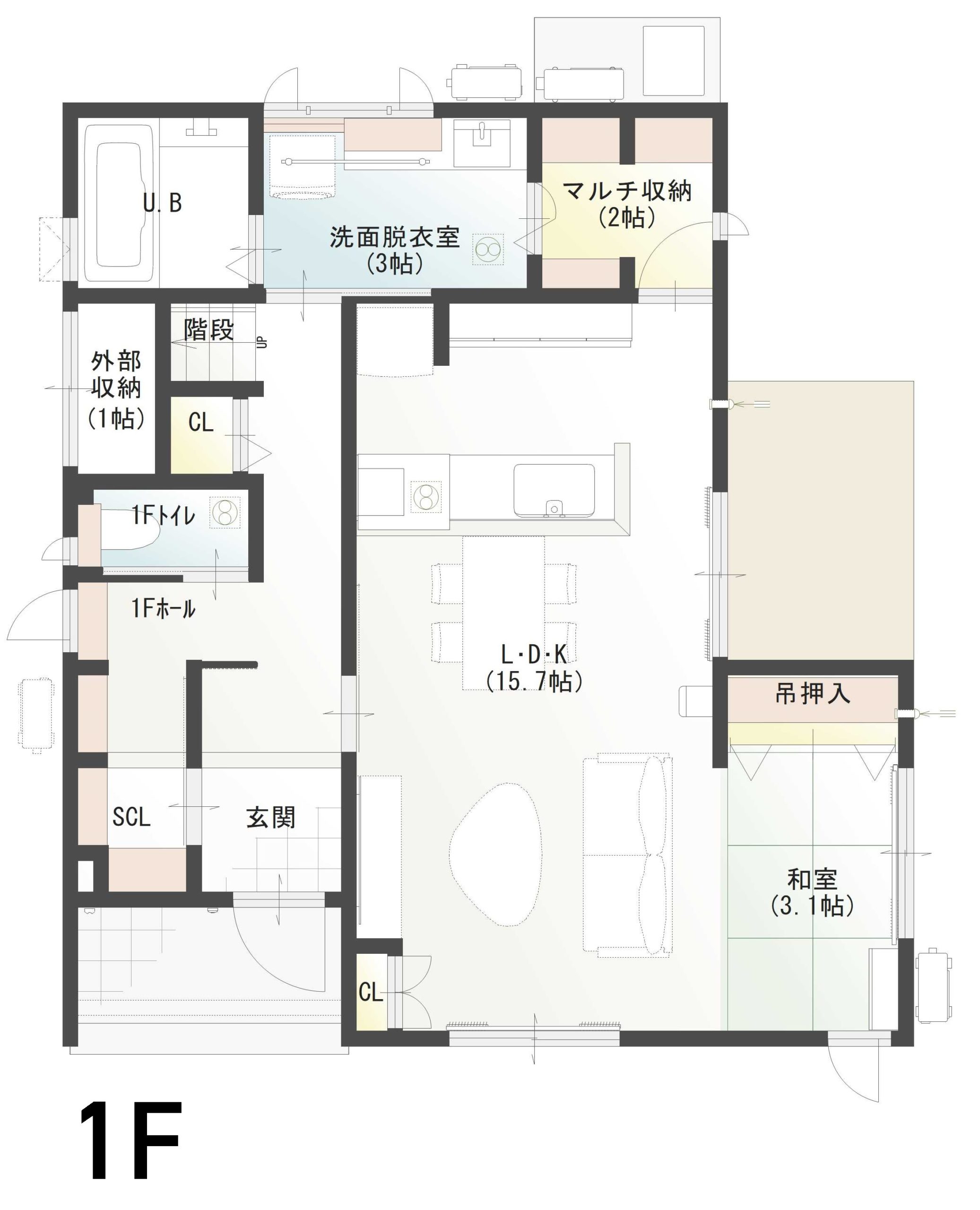 聖籠町二本松Ａ　新築戸建住宅　2,998万円 見取り図：１階