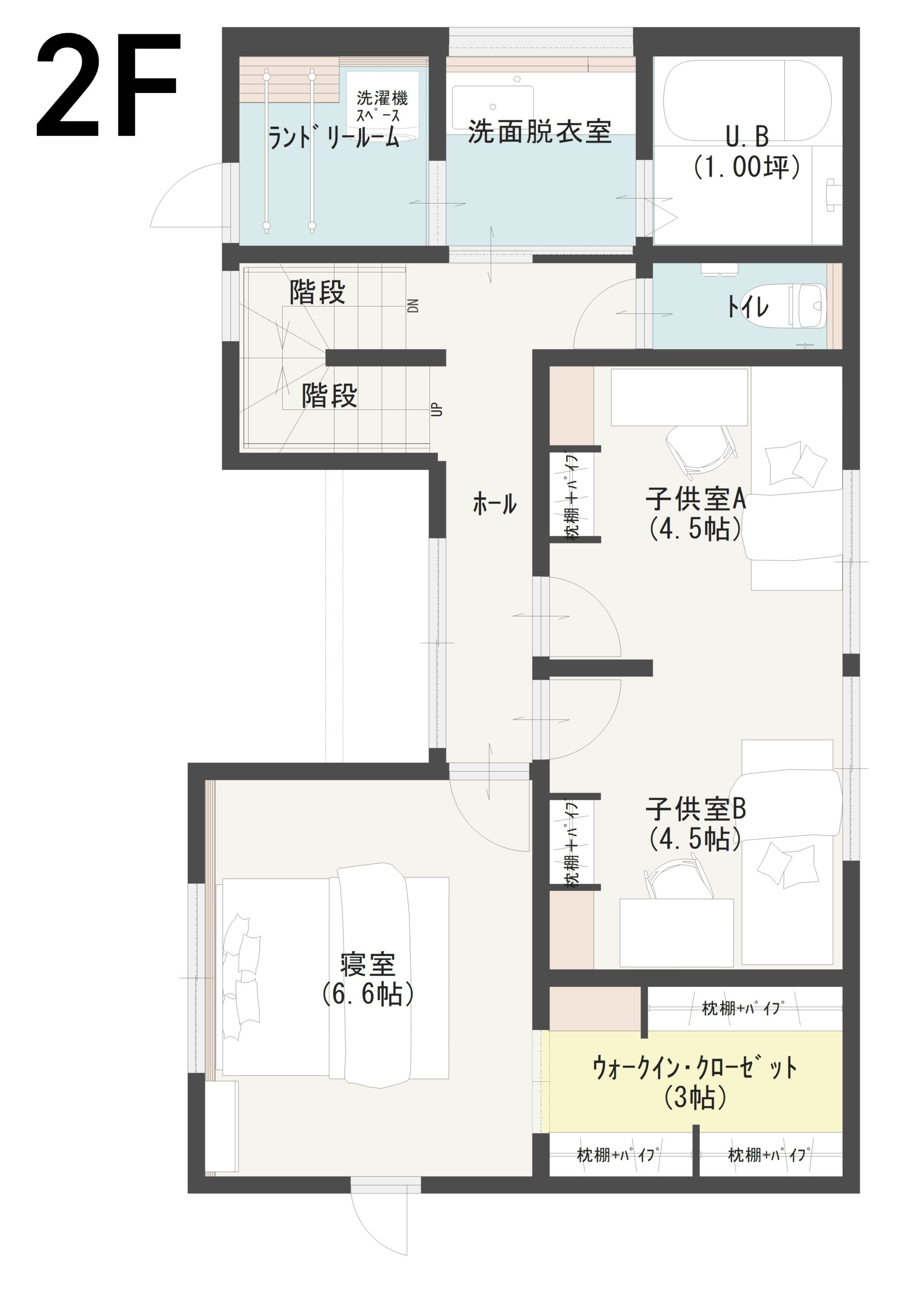 中央区窪田町Ｂ　新築戸建住宅　3,498万円 見取り図：２階