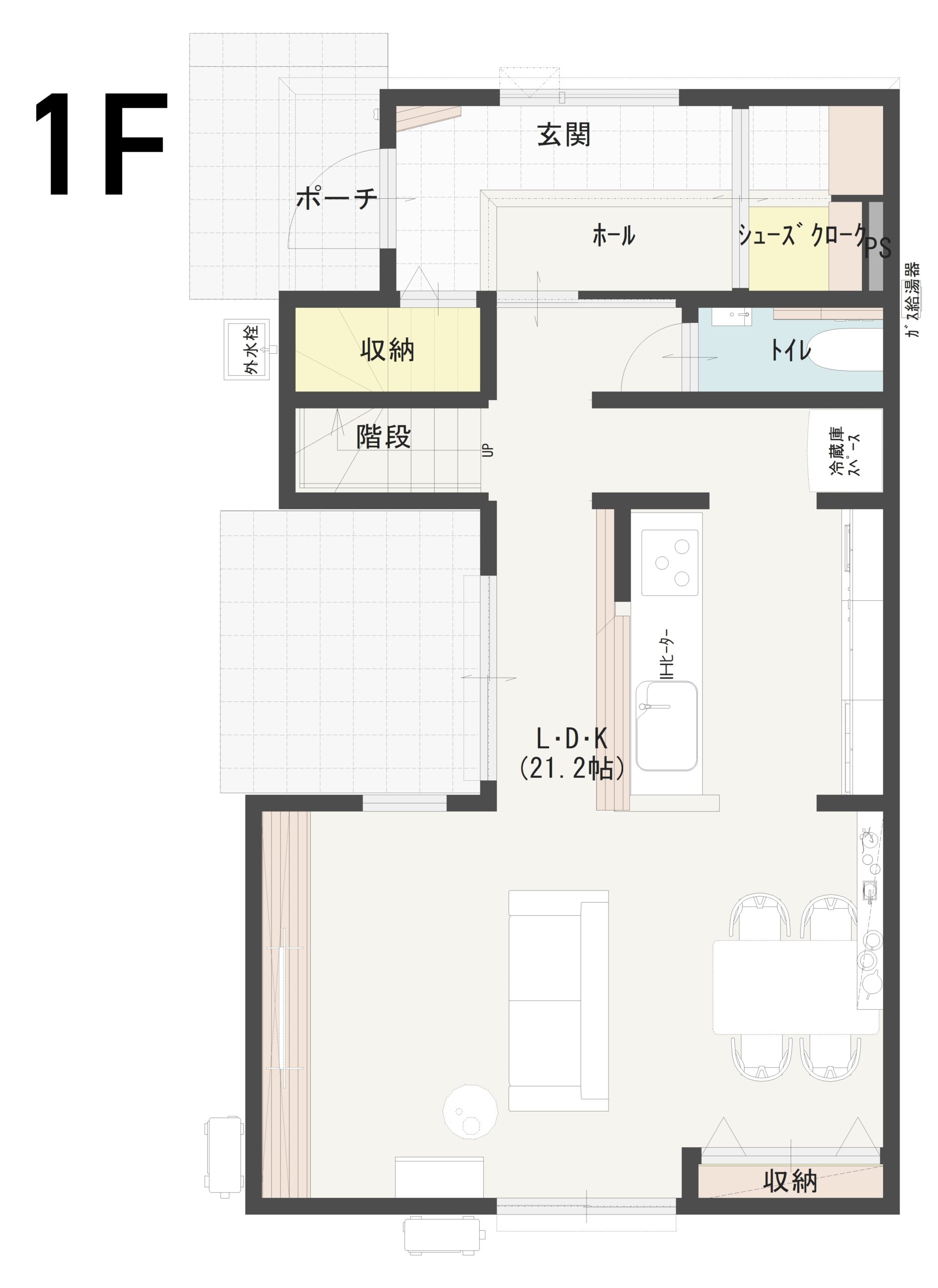中央区窪田町Ｂ　新築戸建住宅　3,498万円 見取り図：１階