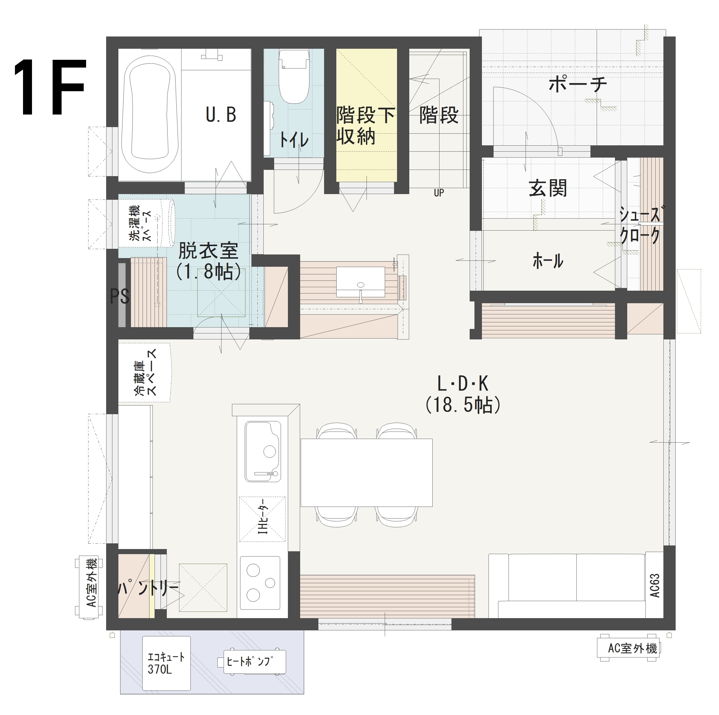 松山市清住Ａ　建売住宅　3,630万円 見取り図：１階