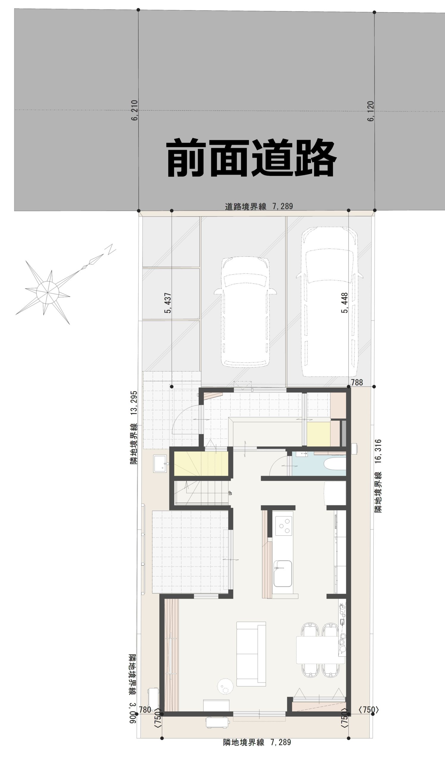 中央区窪田町Ｂ　新築戸建住宅　3,498万円 見取り図：建物配置図