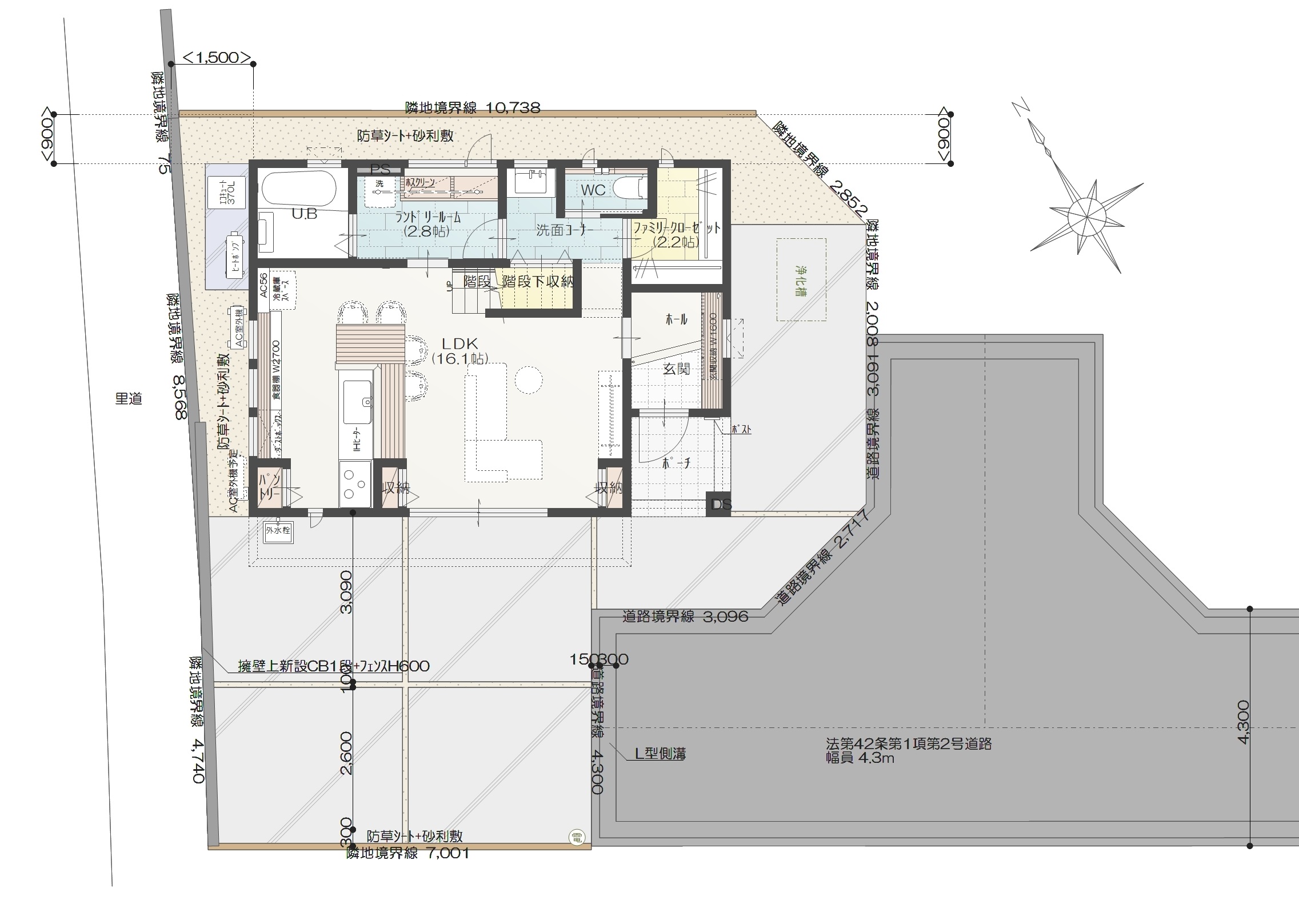 松山市東野Ａ　建売住宅　3,790万円 見取り図：建物配置図