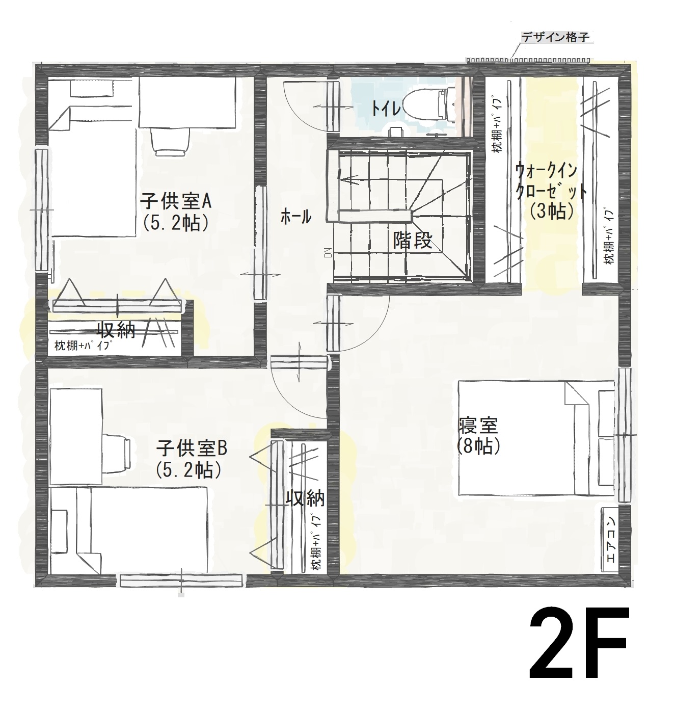 福井市新田塚Ｂ　建売住宅　3,420万円 見取り図：２階