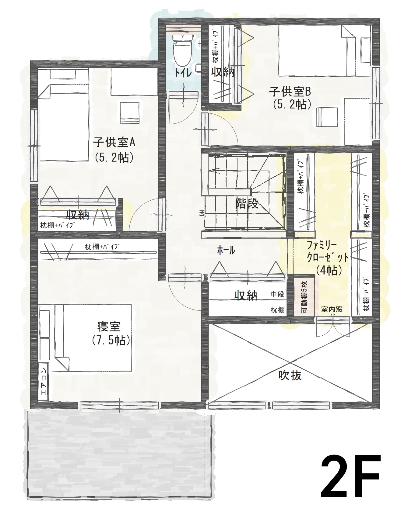 福井市新田塚Ａ　建売住宅　3,390万円 見取り図：２階