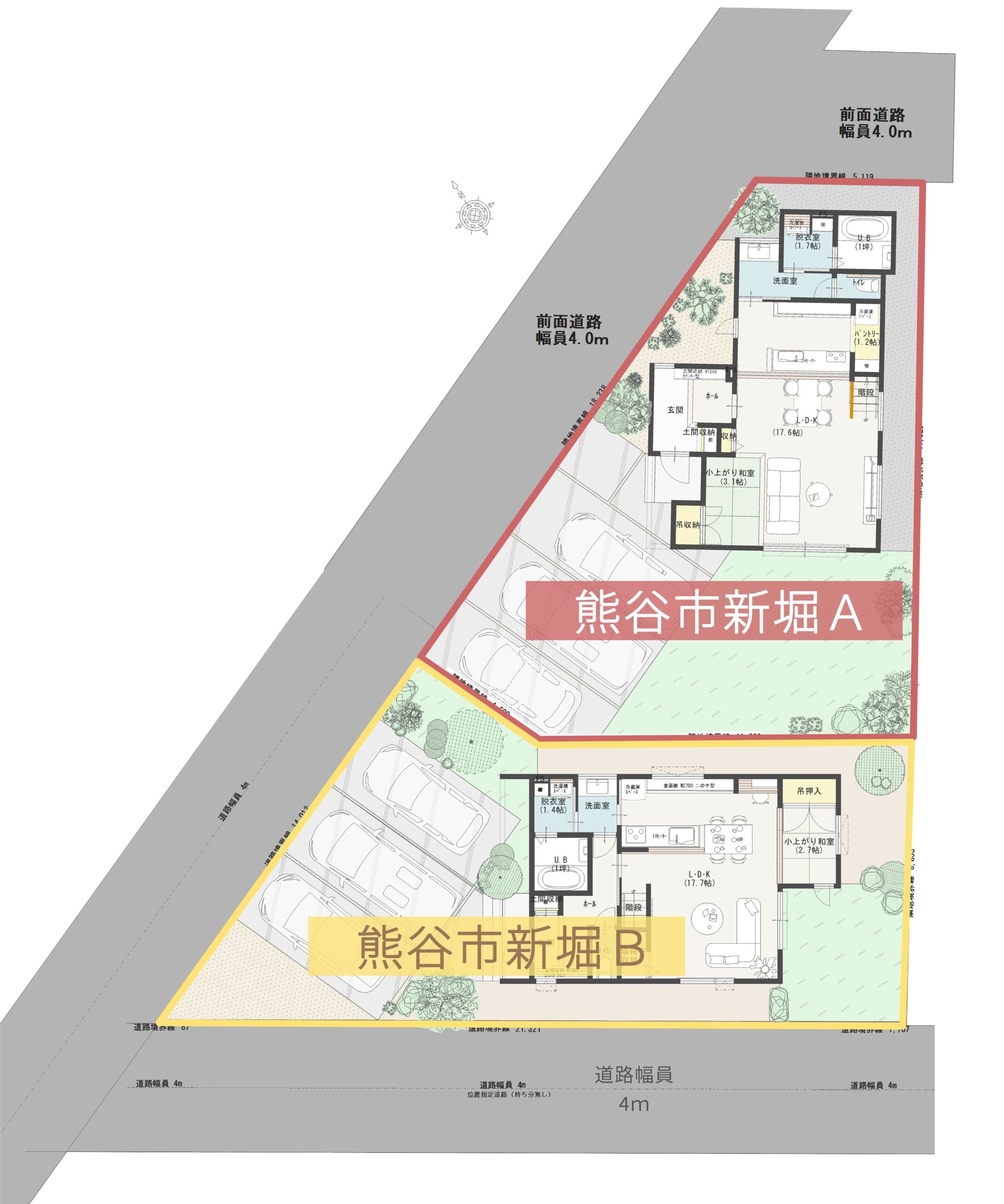 熊谷市新堀A 建売住宅 4,270万円 見取り図:全体区画図