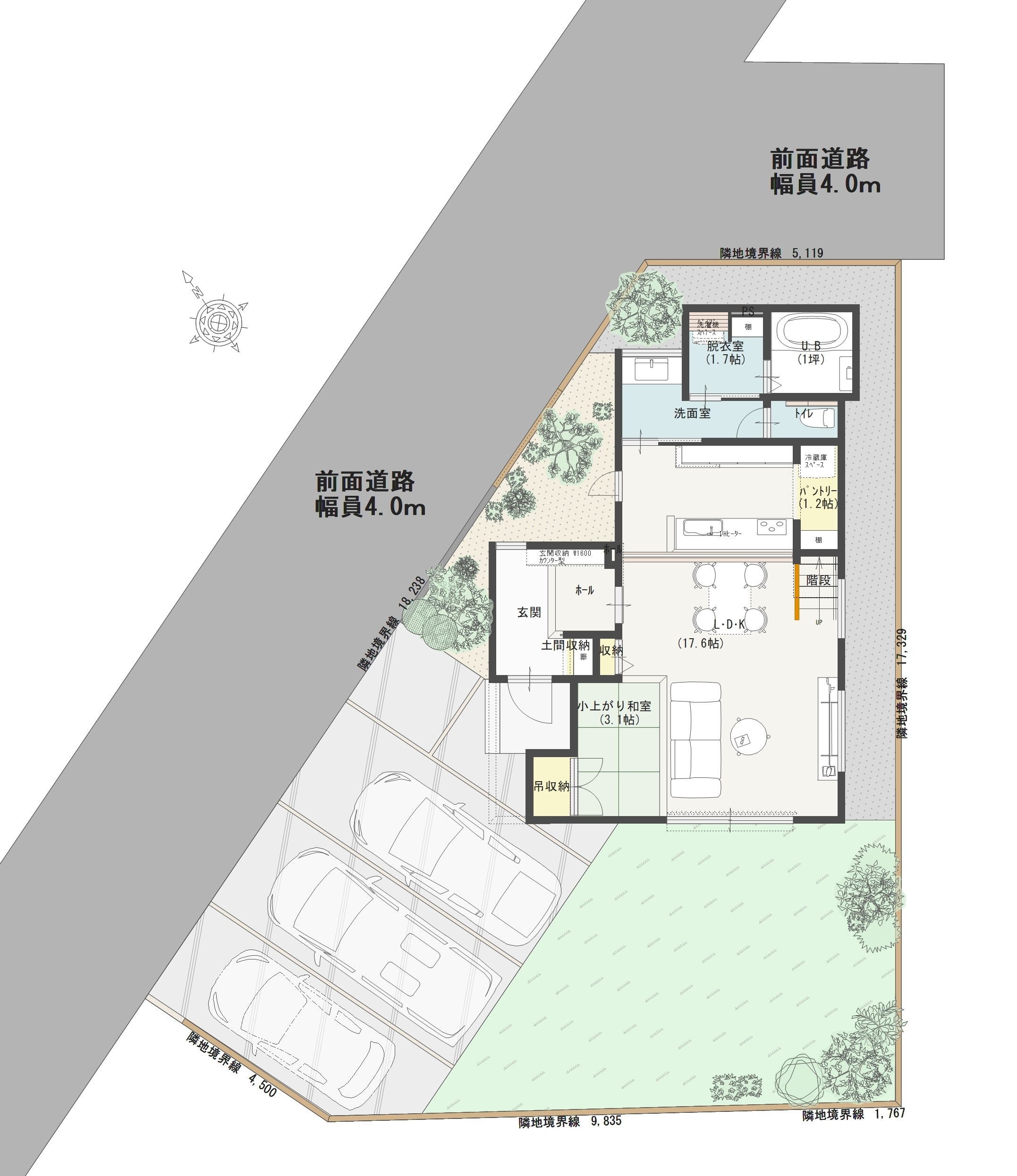 熊谷市新堀A 建売住宅 4,270万円 見取り図:建物配置図