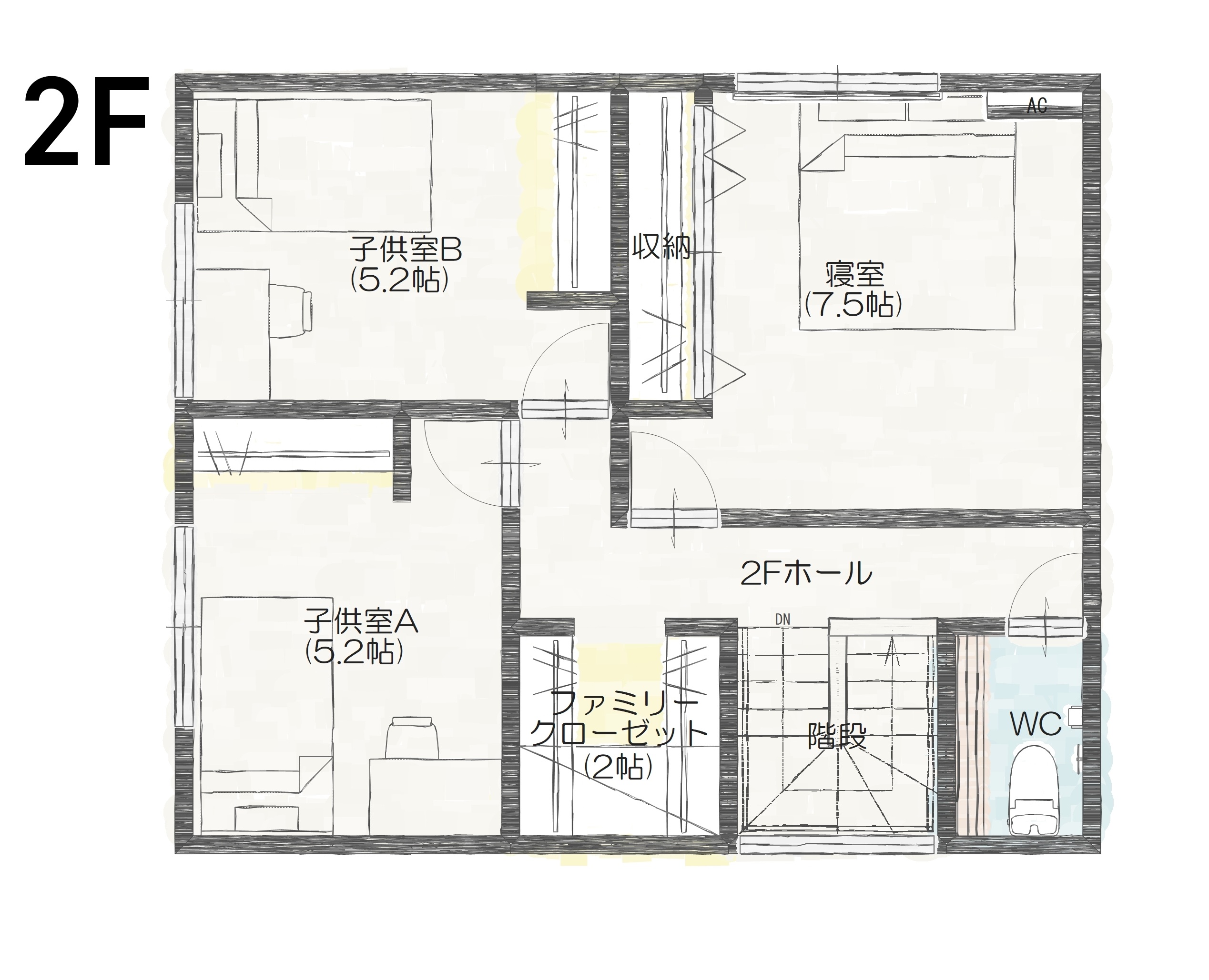白山市荒屋町A 建売住宅 3,590万円 見取り図:2階