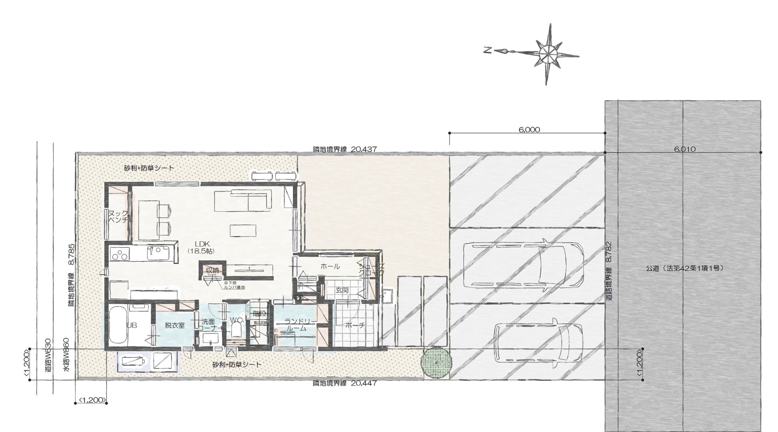 白山市荒屋町A 建売住宅 3,590万円 見取り図:建物配置図