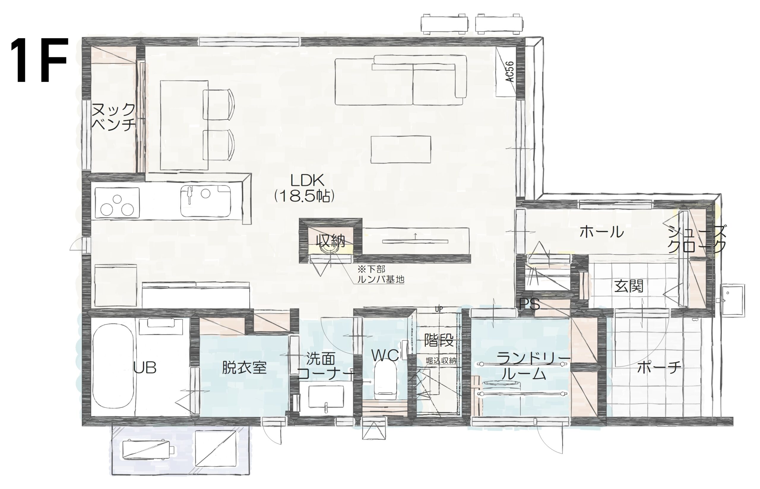白山市荒屋町A 建売住宅 3,590万円 見取り図:1階