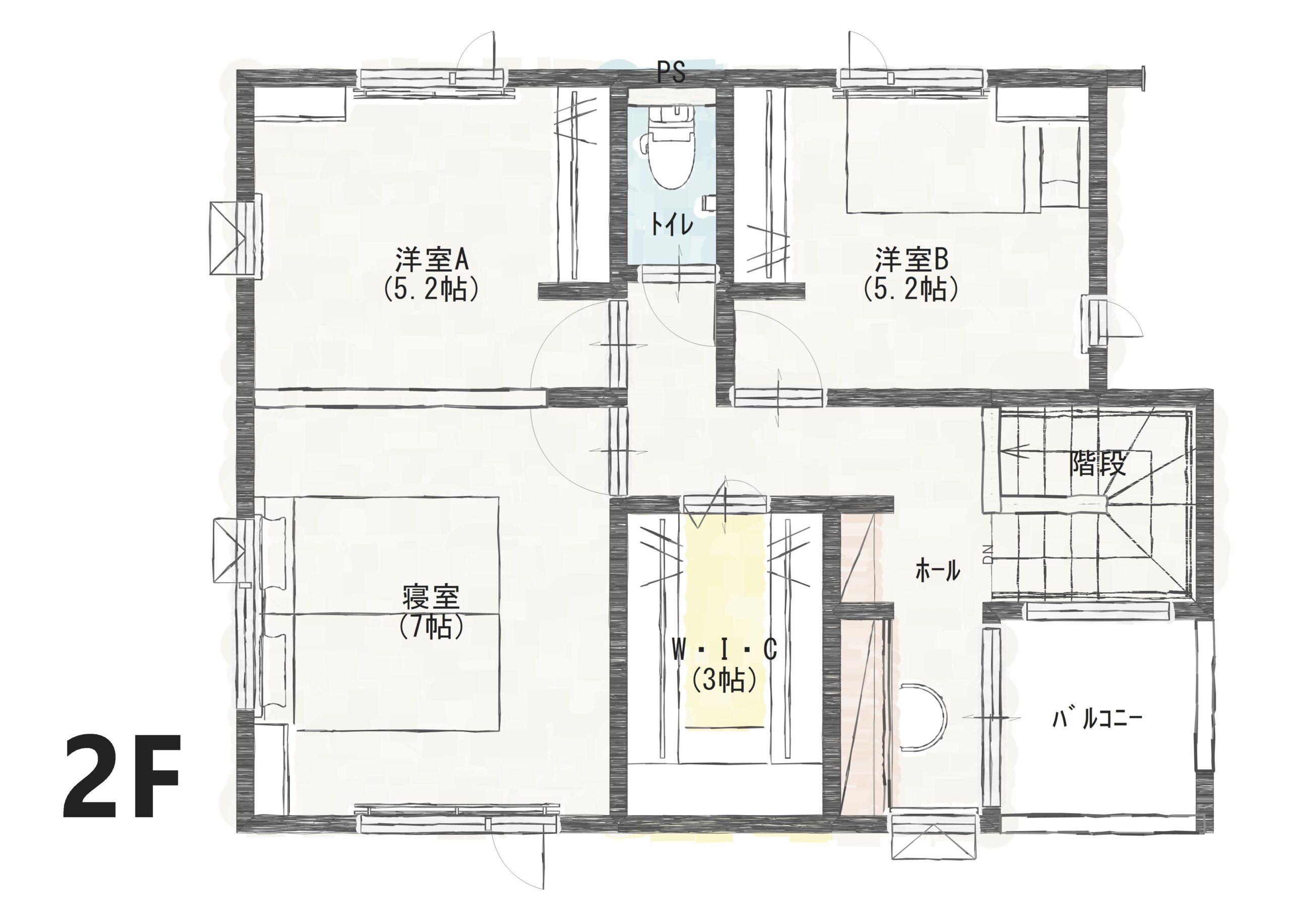 松山市東垣生町A 建売住宅 4,300万円 見取り図:2階