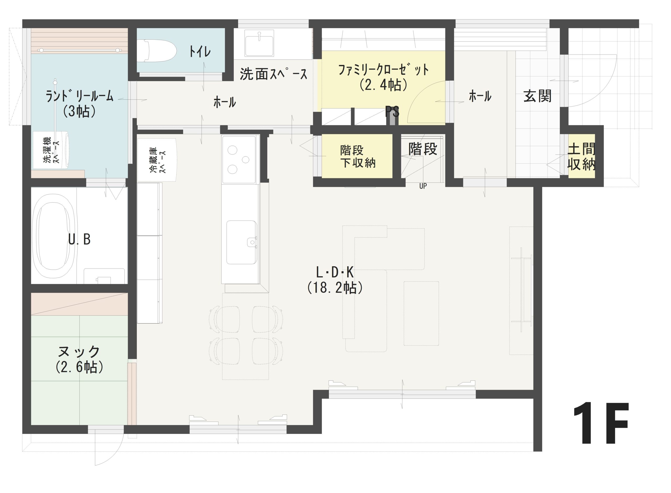 太田市新田木崎町B 建売住宅 3,495万円 見取り図:1階