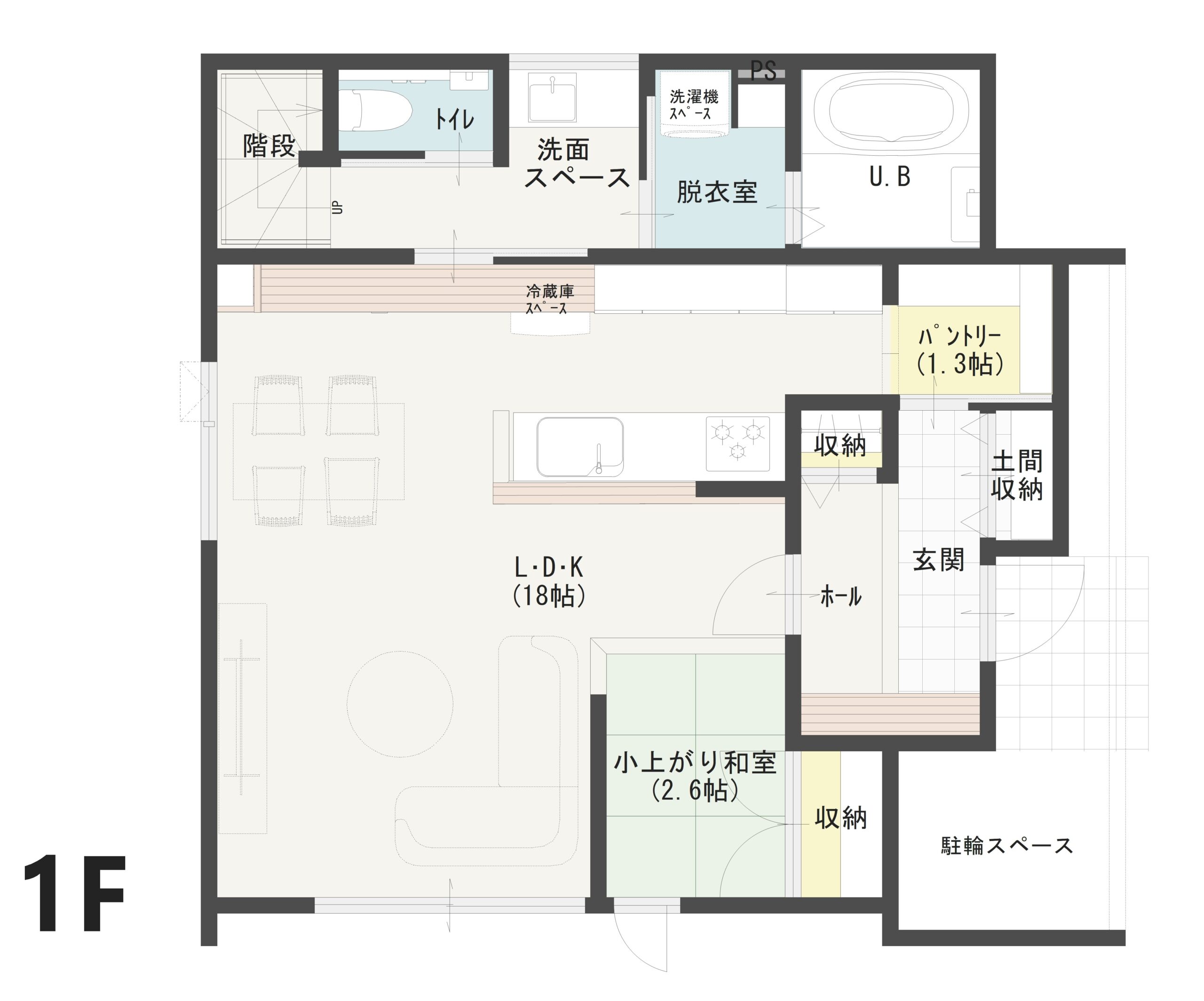 太田市新田木崎町A 建売住宅 3,560万円 見取り図:1階