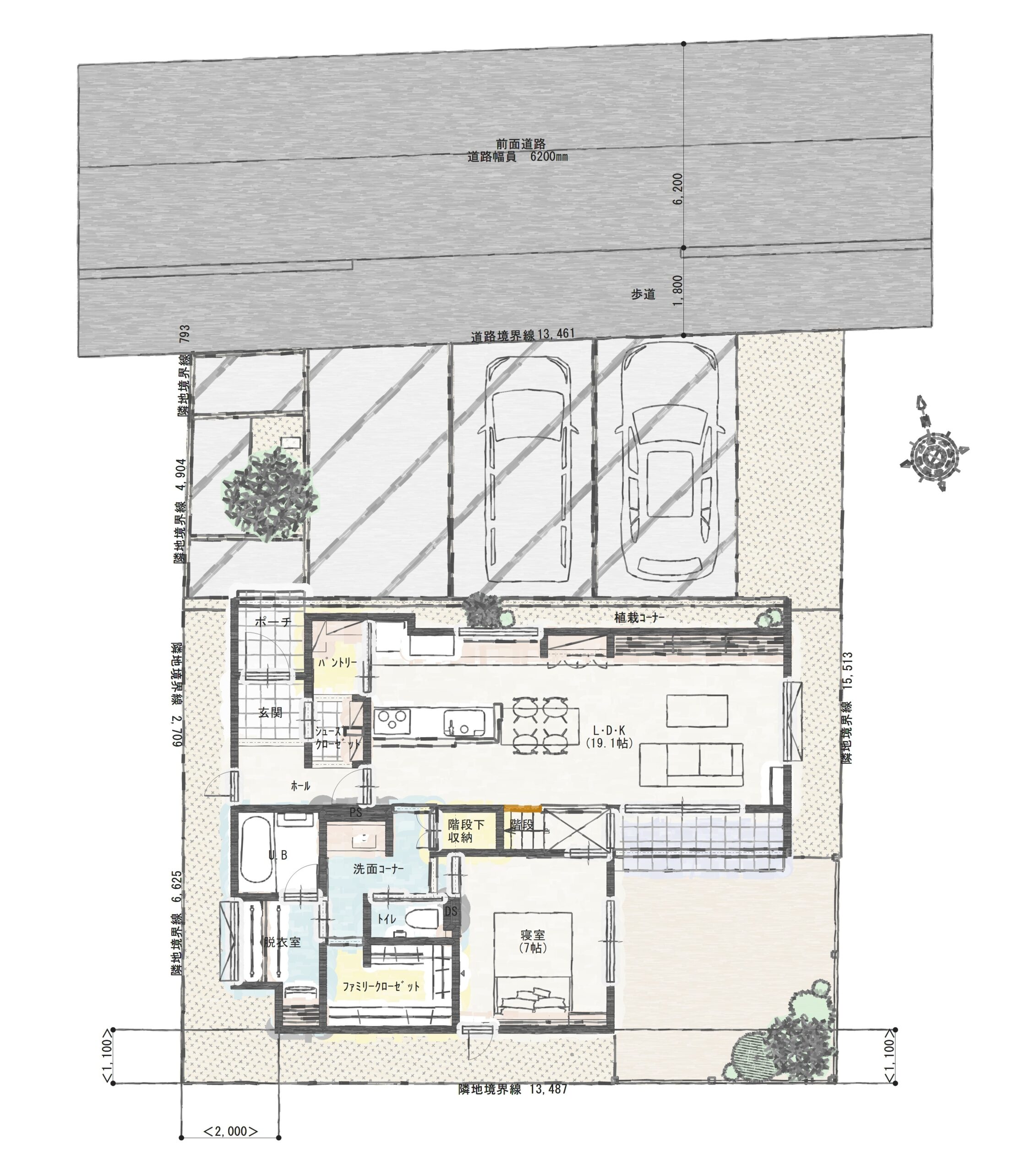 南区田中A 建売住宅 3,765万円 見取り図:建物配置図