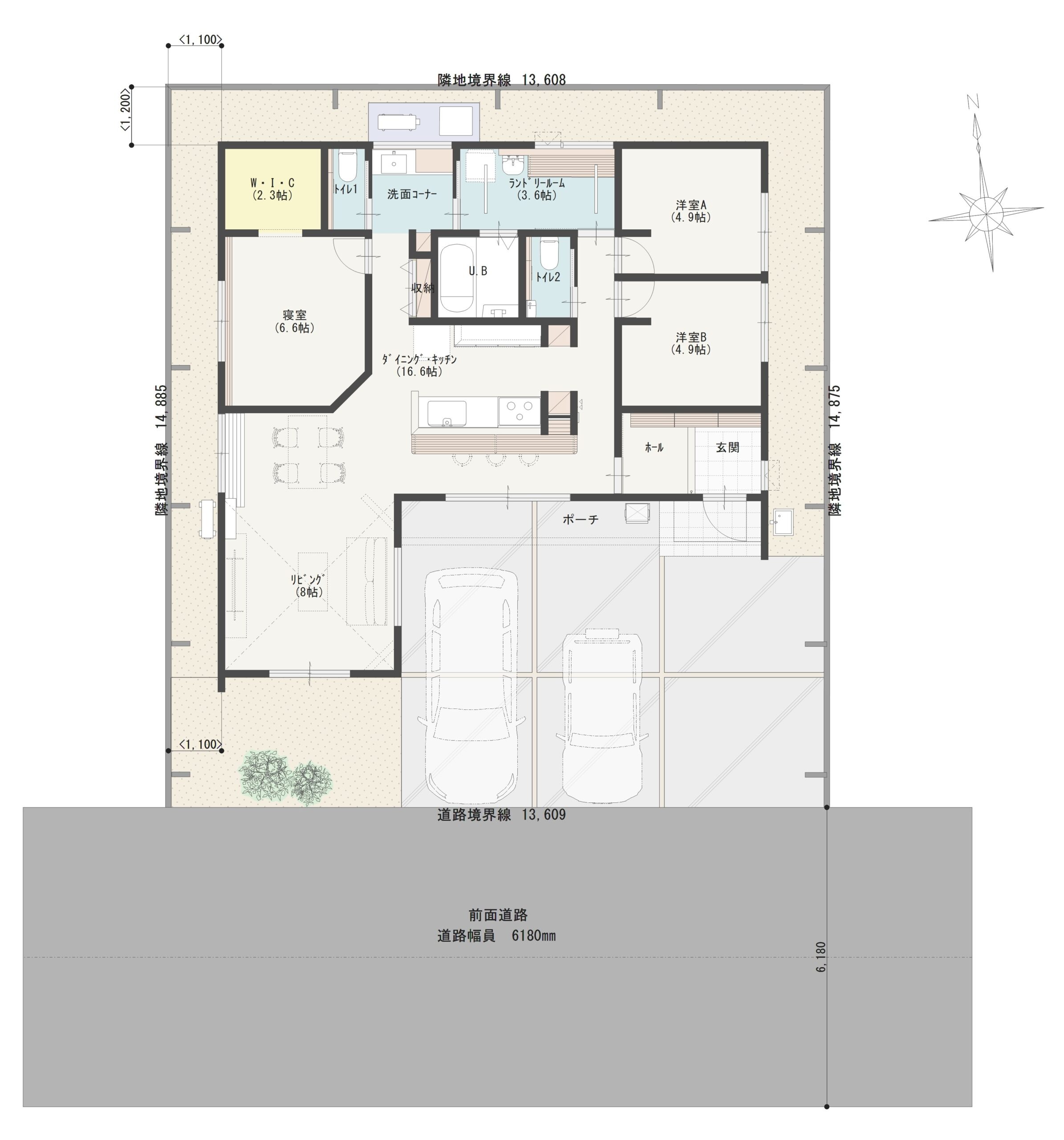 高松市多肥上町D 建売住宅 4,094万円 見取り図:建物配置図
